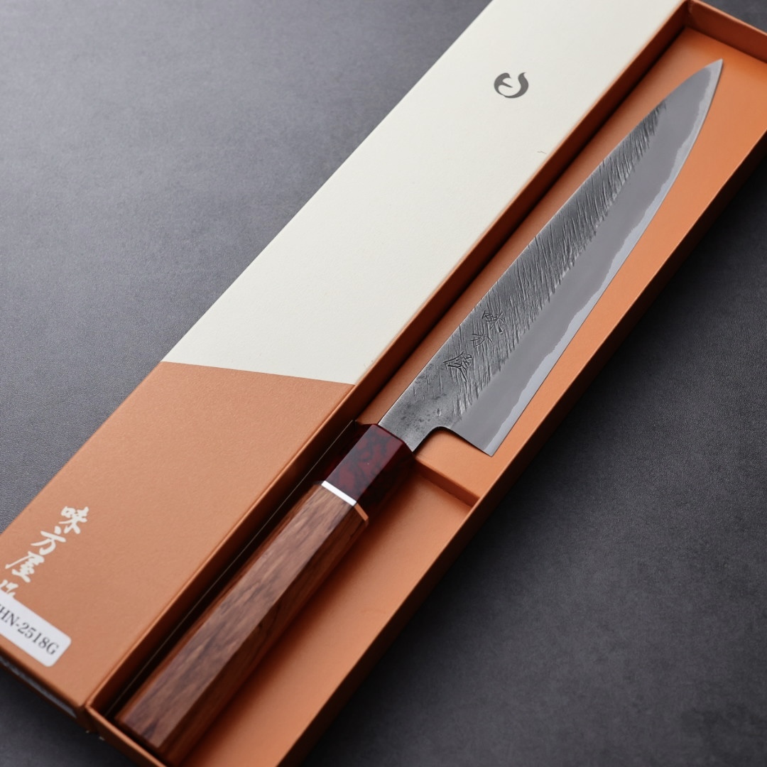 日野浦刃物 味方屋 筋引 210mm 白紙鋼 松葉鎚目