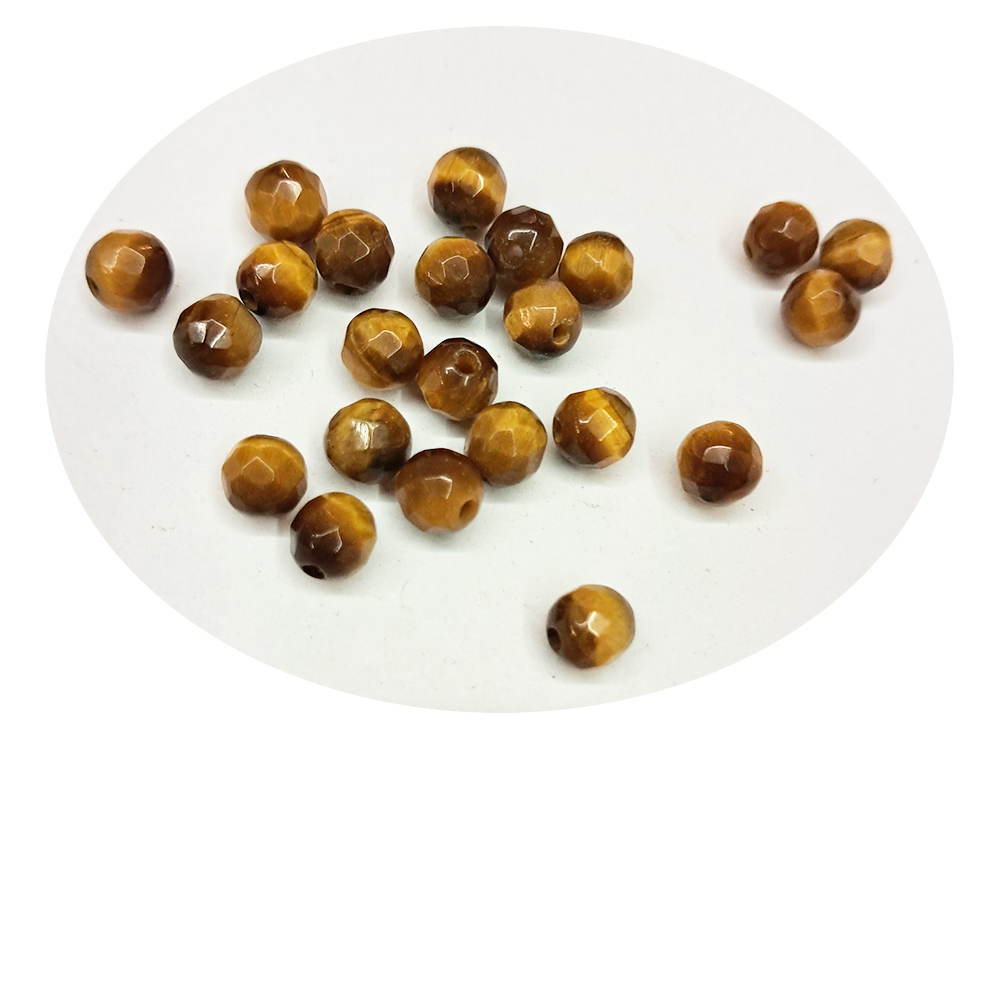 虎眼石 鑽面圓珠6mm 2個【十方】115504