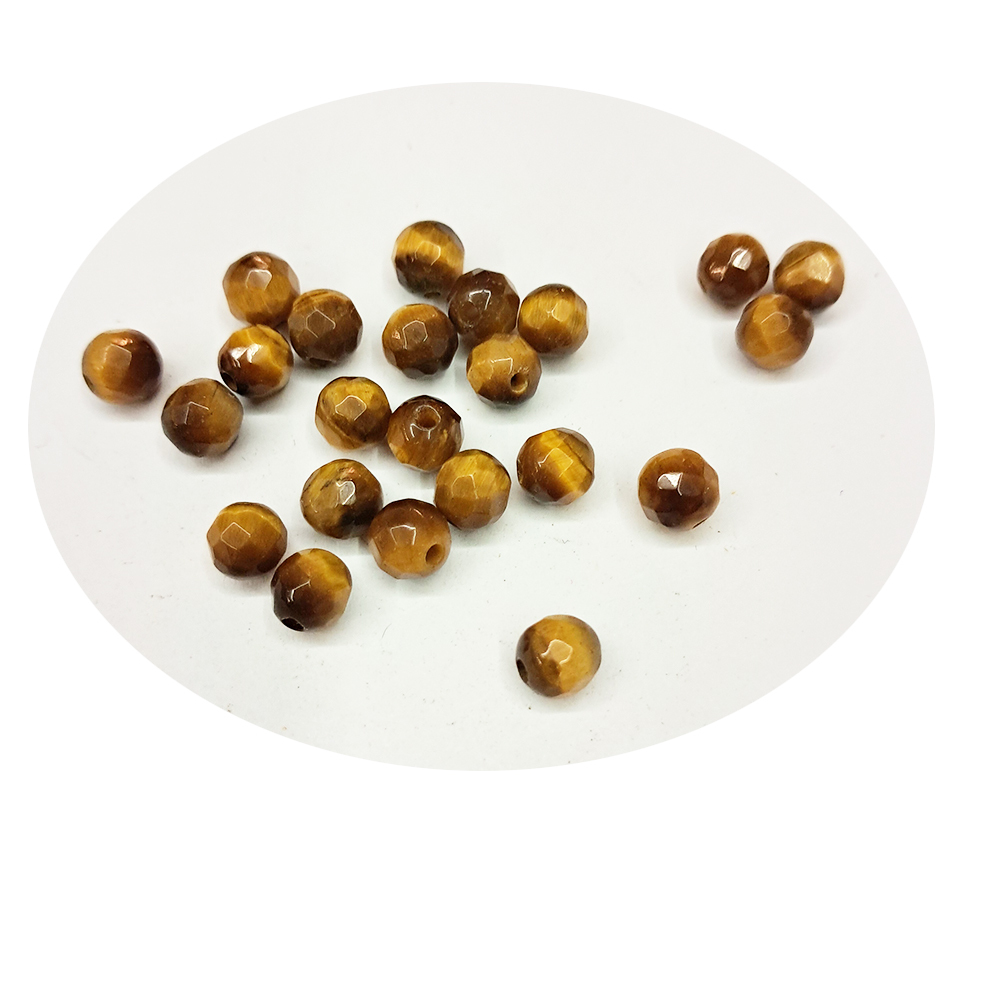 虎眼石 鑽面圓珠6mm 2個【十方】115504