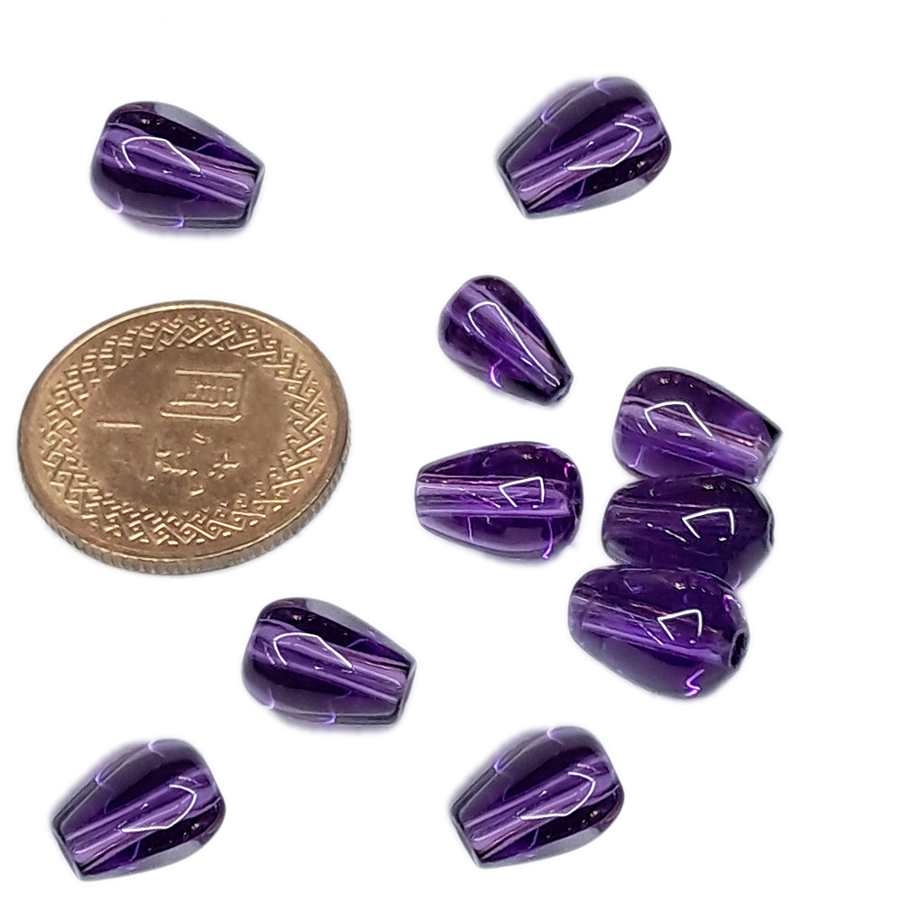 紫晶 水滴珠 0.8 公分 2個【十方】120875