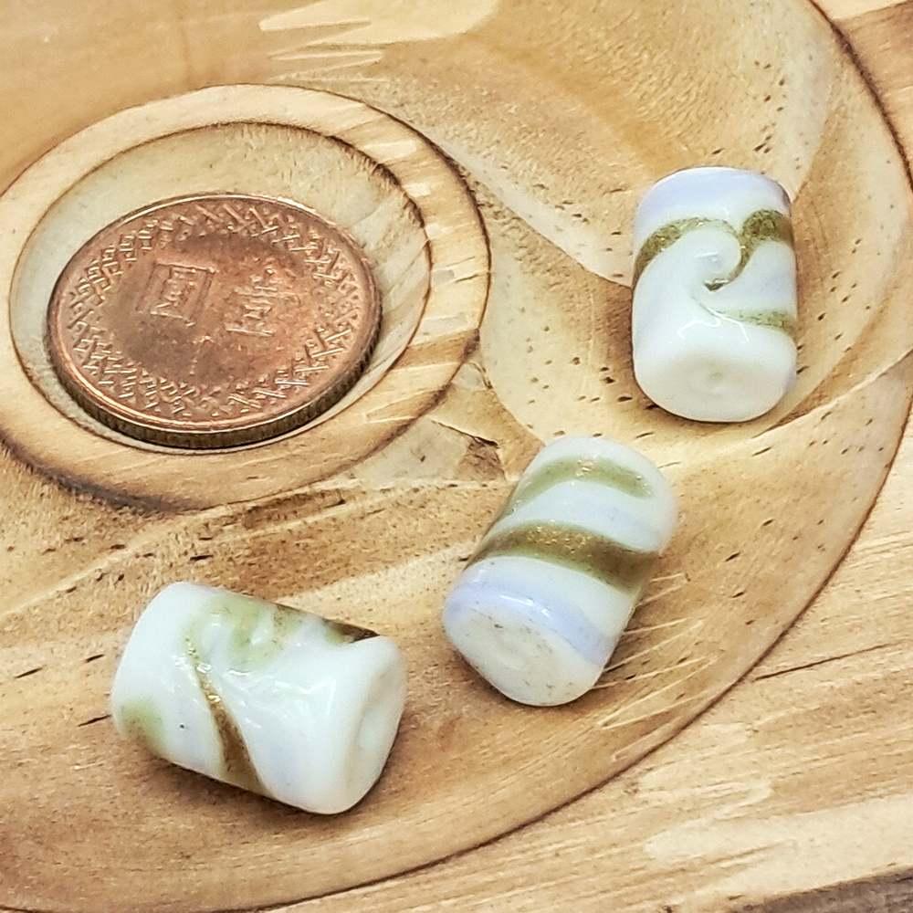 圓柱 玻璃金珠1.3*0.9cm 2個【十方】125427