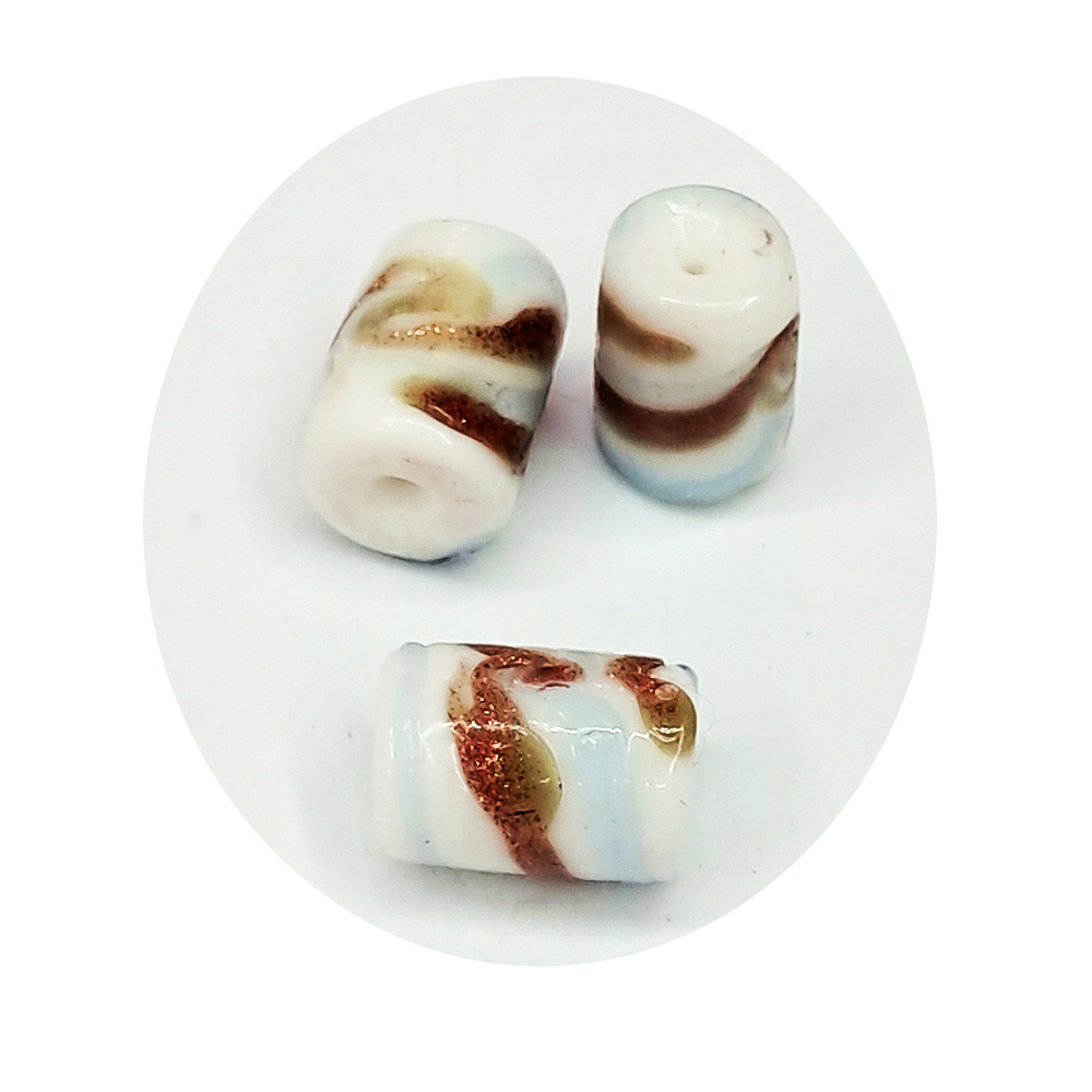 圓柱 玻璃金珠1.3*0.9cm 2個【十方】125427