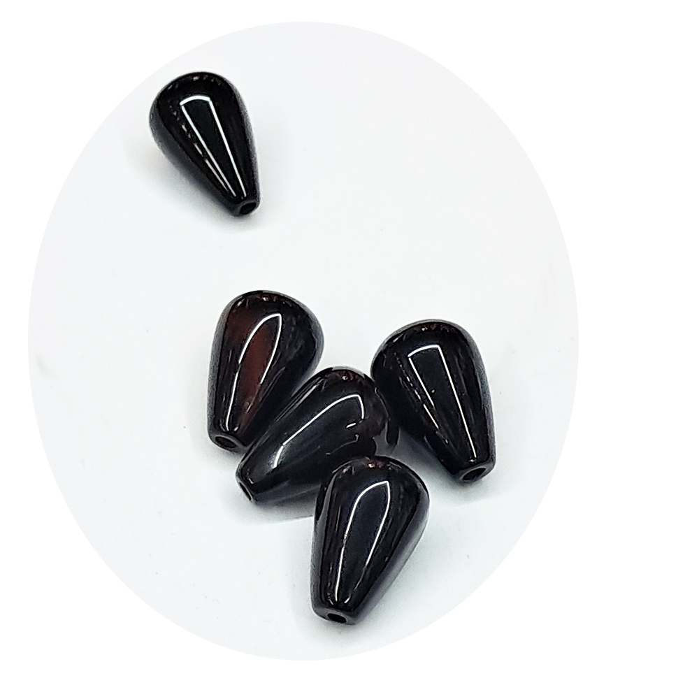 黑曜石 水滴珠約1 公分 2個【十方】141701