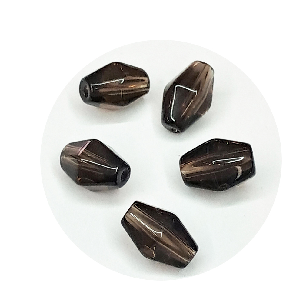 茶晶 菱型珠約 1.2公分 1個【十方】141702