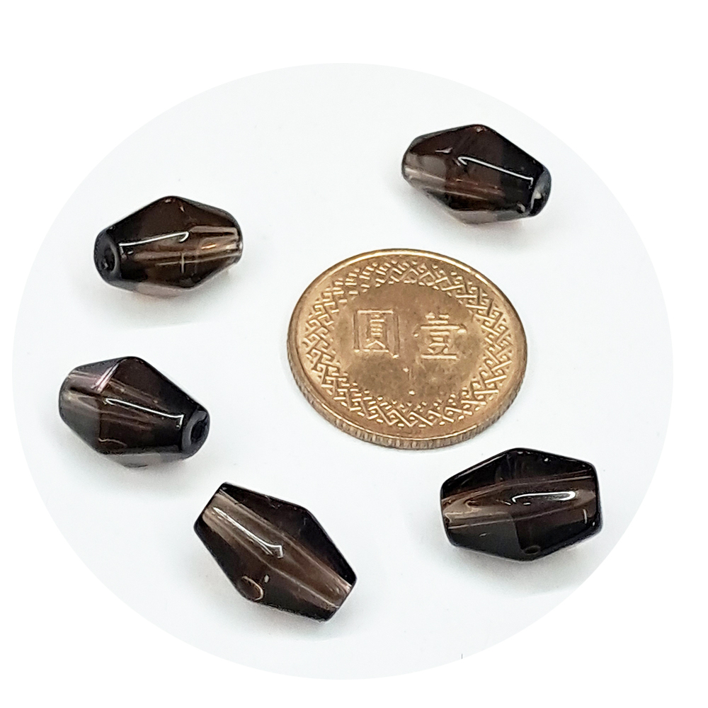 茶晶 菱型珠約 1.2公分 1個【十方】141702