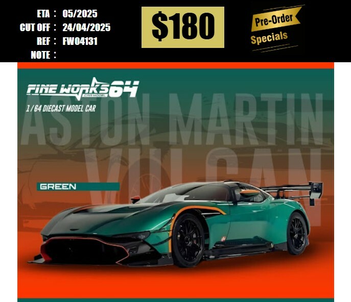 PO-$180 * FINE WORKS * 1:64 ASTON MARTIN VULCAN GREEN [OD13/04]