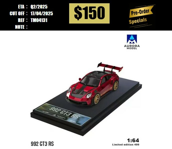 PO-$150 * TIME MICRO * 1:64 PORSCHE 992 GT3 RS METALLIC RED [OD13/04]