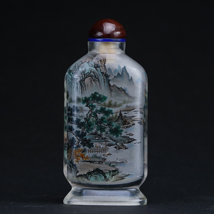 鹿港窯典藏內畫工藝|東山山水鼻煙壺 詩意東山描繪自然勝景與隱逸之美