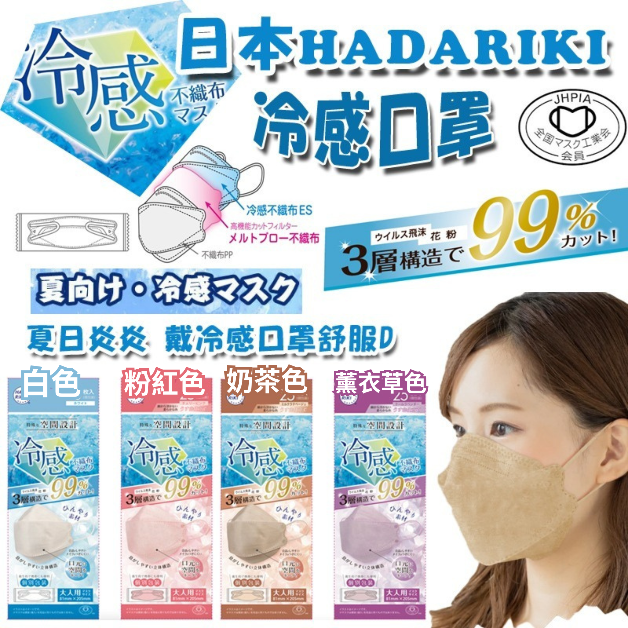 日本 HADARIKI 冷感口罩25個裝 [#SQ25041303]