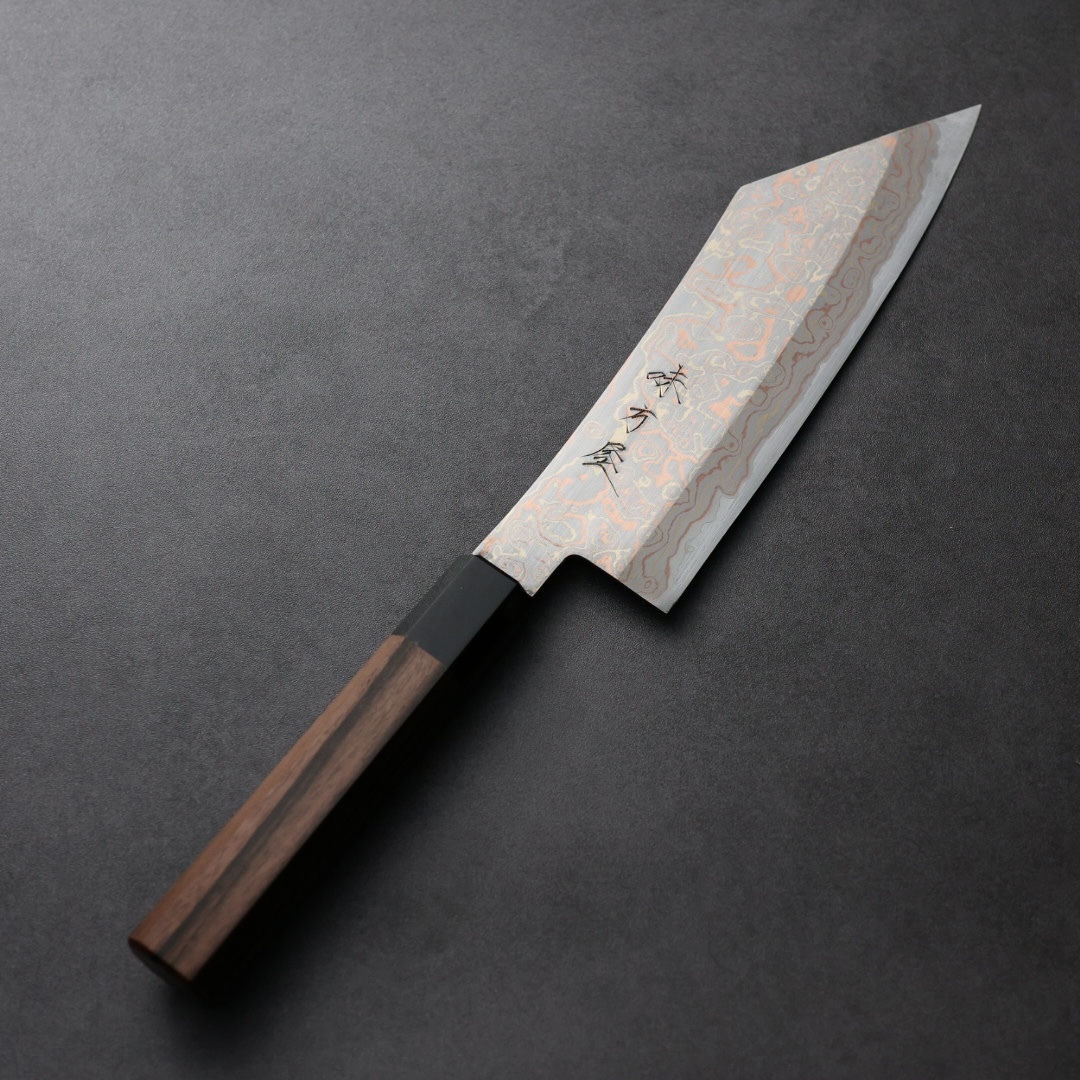 日野浦刃物 味方屋 博多 180mm 青紙鋼 有色大馬士革