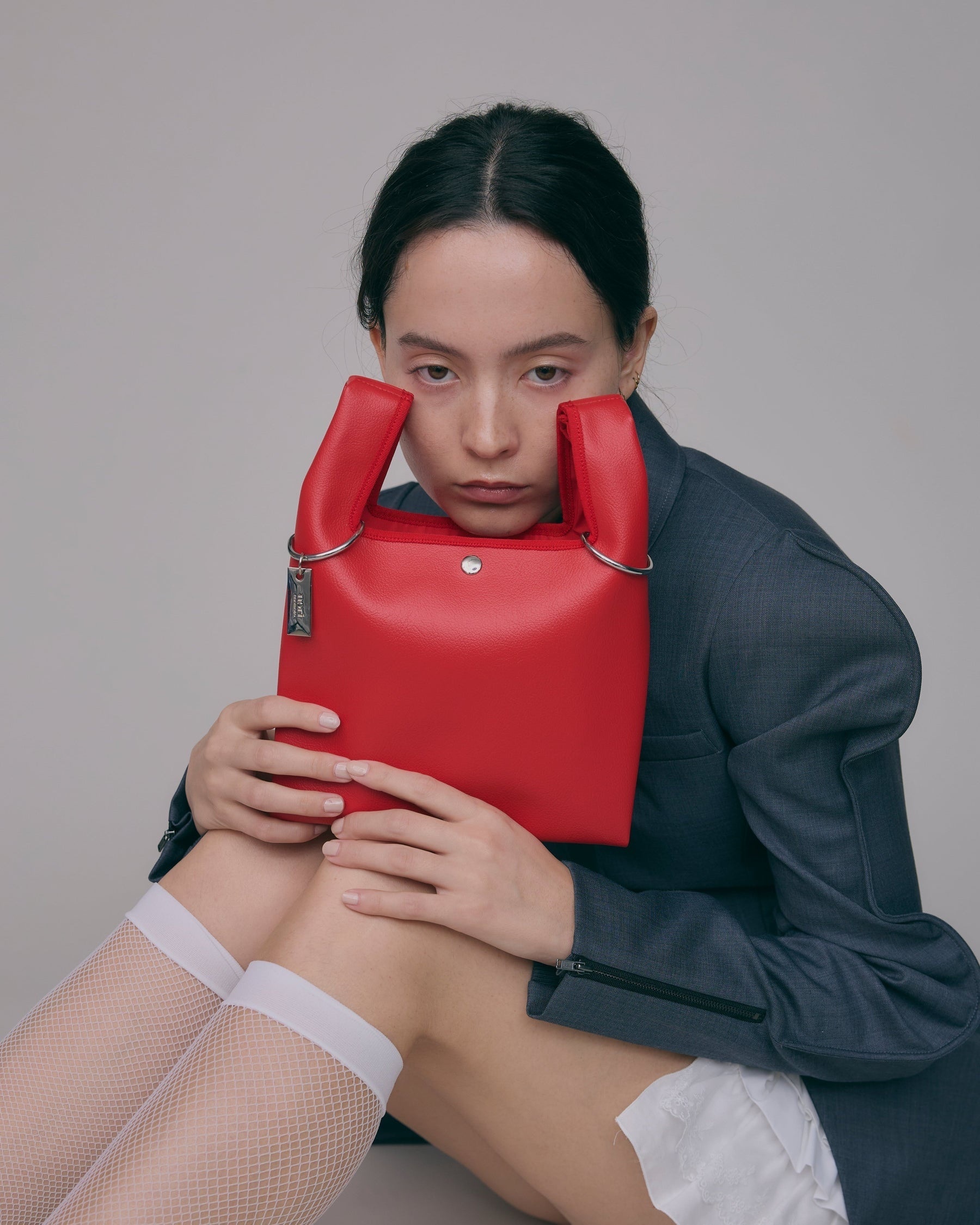 Nori 波浪手提肩背包 小款 紅色