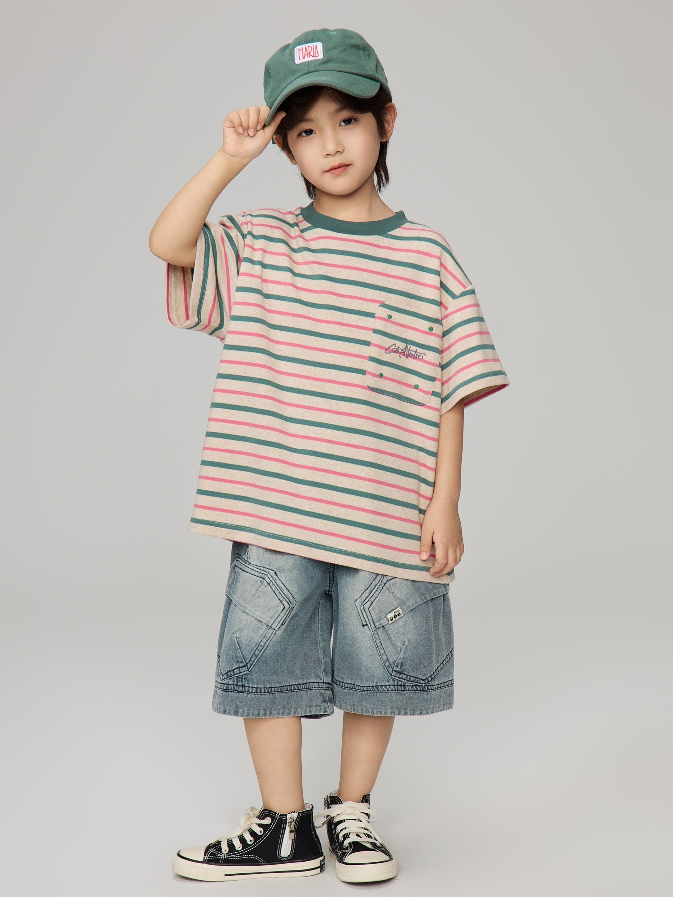 復古條紋字母上衣