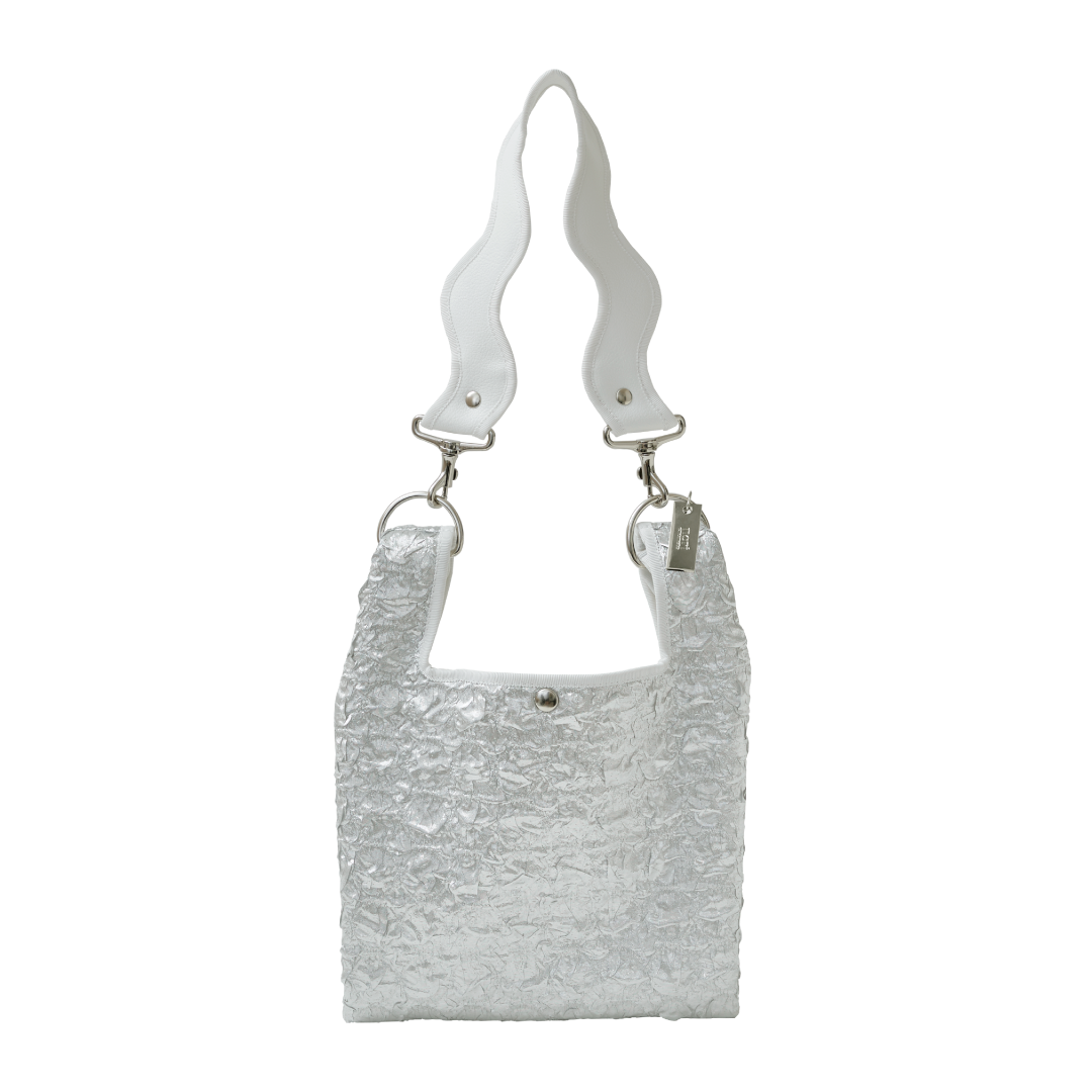 Nori 波浪手提肩背包 小款 銀色款