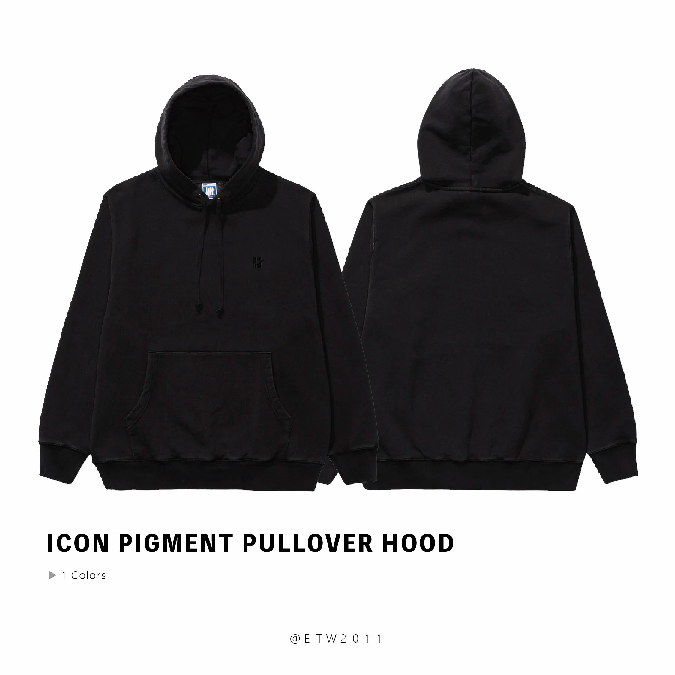 ☆ETW☆【EASY TO WEAR】UNDEFEATED ICON PIGMENT PULLOVER HOOD 帽T 刺繡 柵欄 黑色