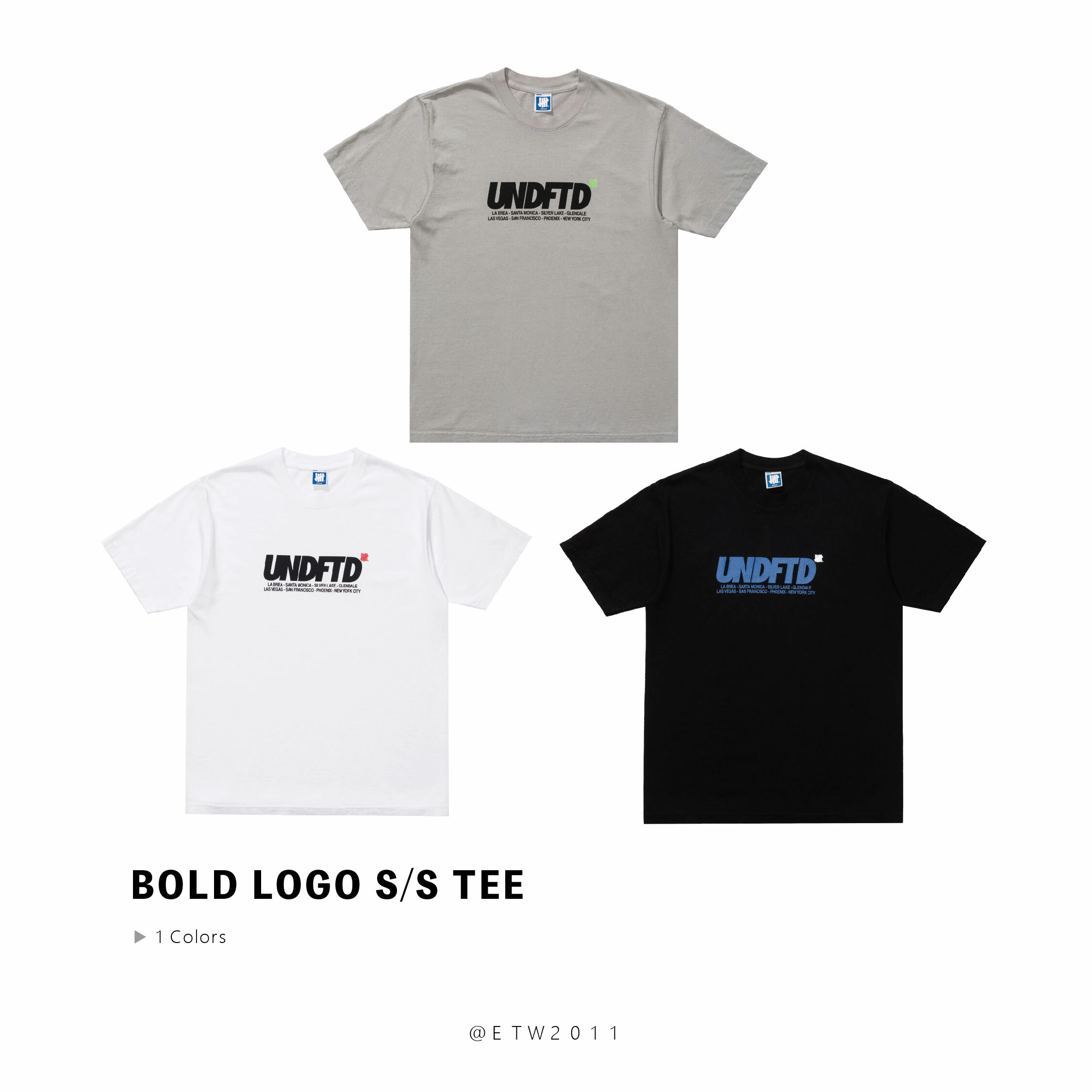 ☆ETW☆【EASY TO WEAR】UNDEFEATED BOLD LOGO S/S TEE 柵欄 標誌 地名 短T 黑色 白色 灰色