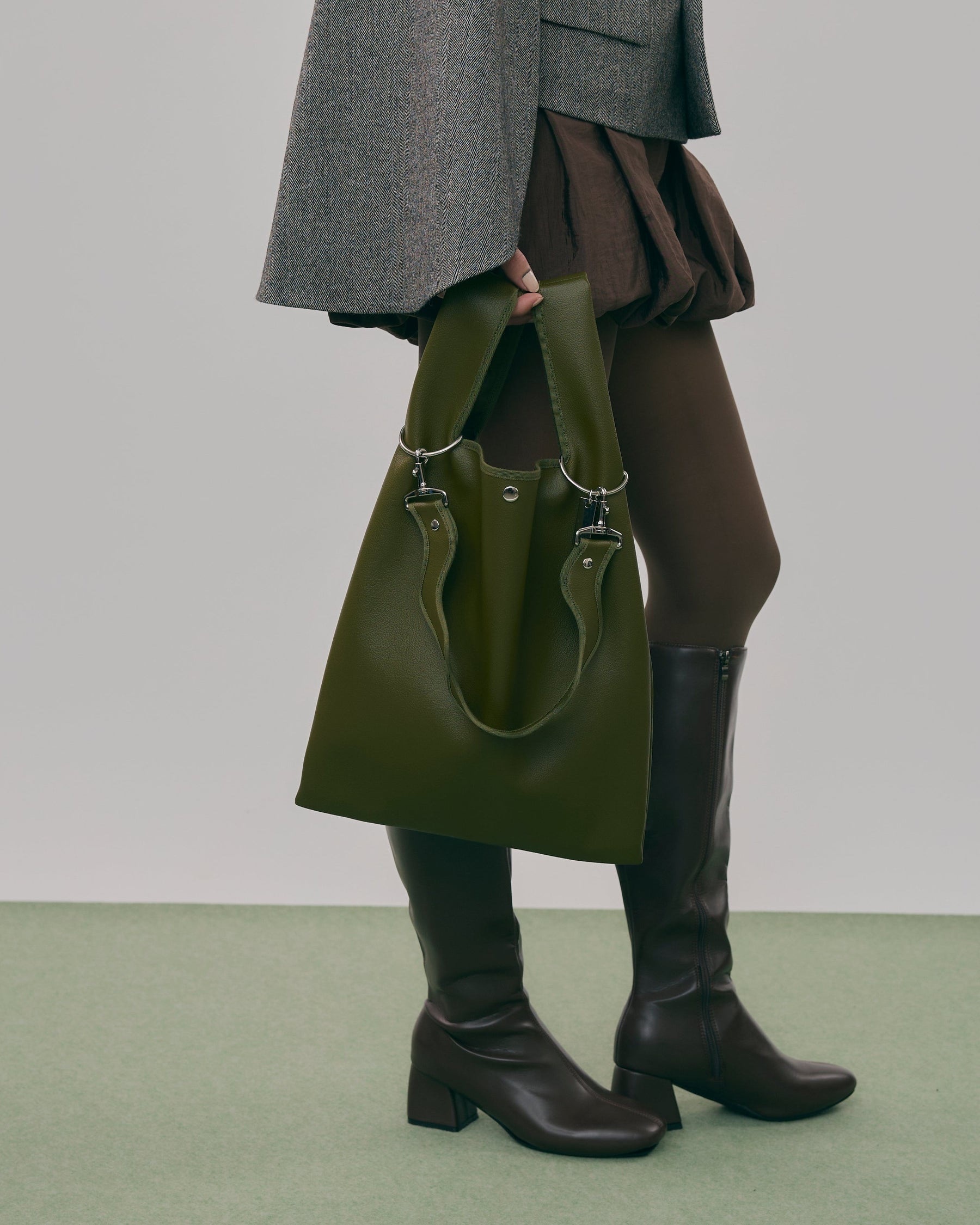 Nori 波浪手提肩背包 大款 橄欖綠