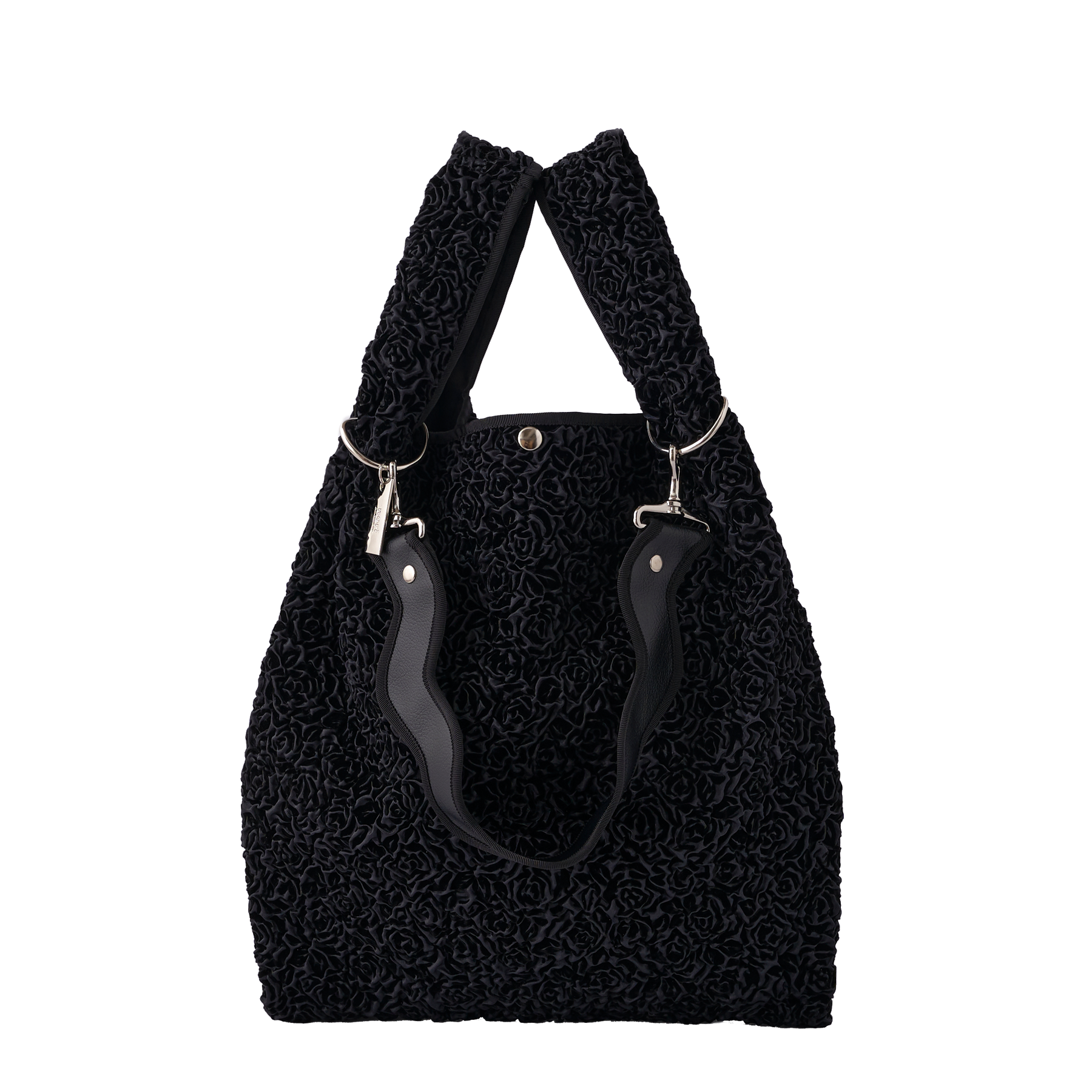 Nori 波浪手提肩背包 大款 黑色皺褶款