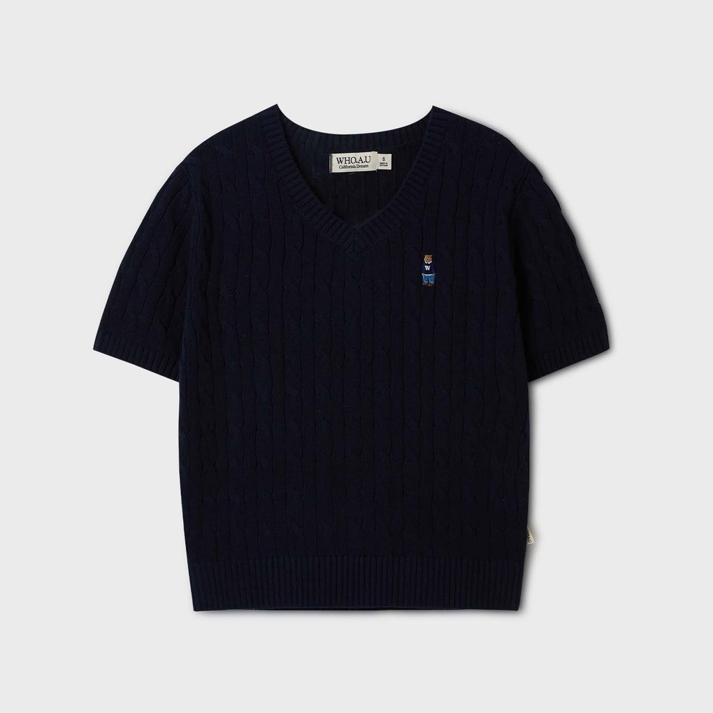 [K] WHO.A.U Steve V-neck Short Sleeve S, Navy, WHKAF2402F59 (KWAU355)