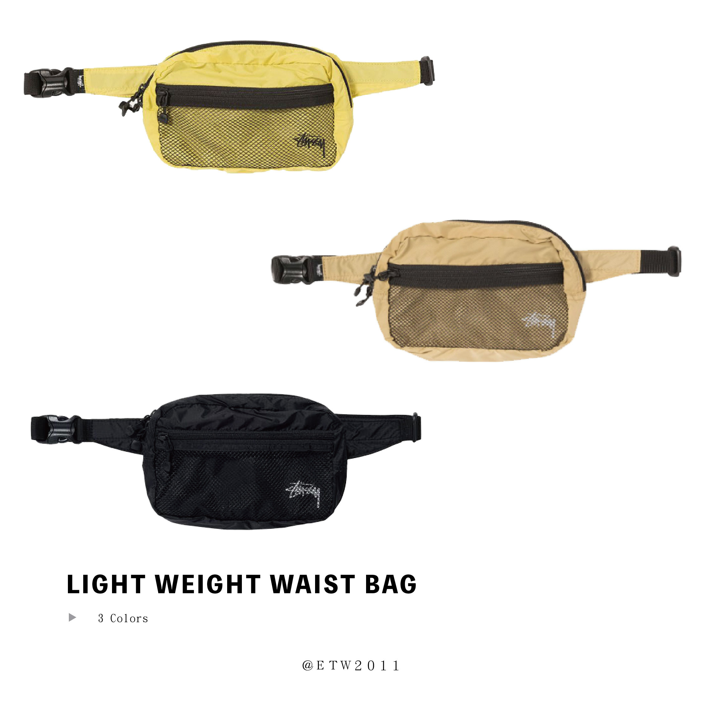 ☆ETW☆【EASY TO WEAR】STUSSY LIGHT WEIGHT WAIST BAG 腰包 現貨 黑色