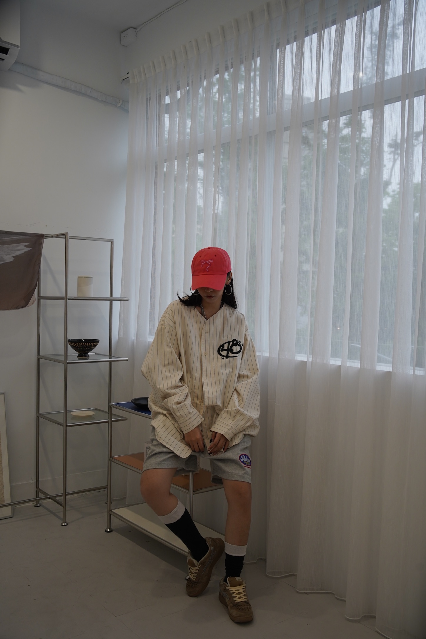 美式復古球風條紋罩衫外套