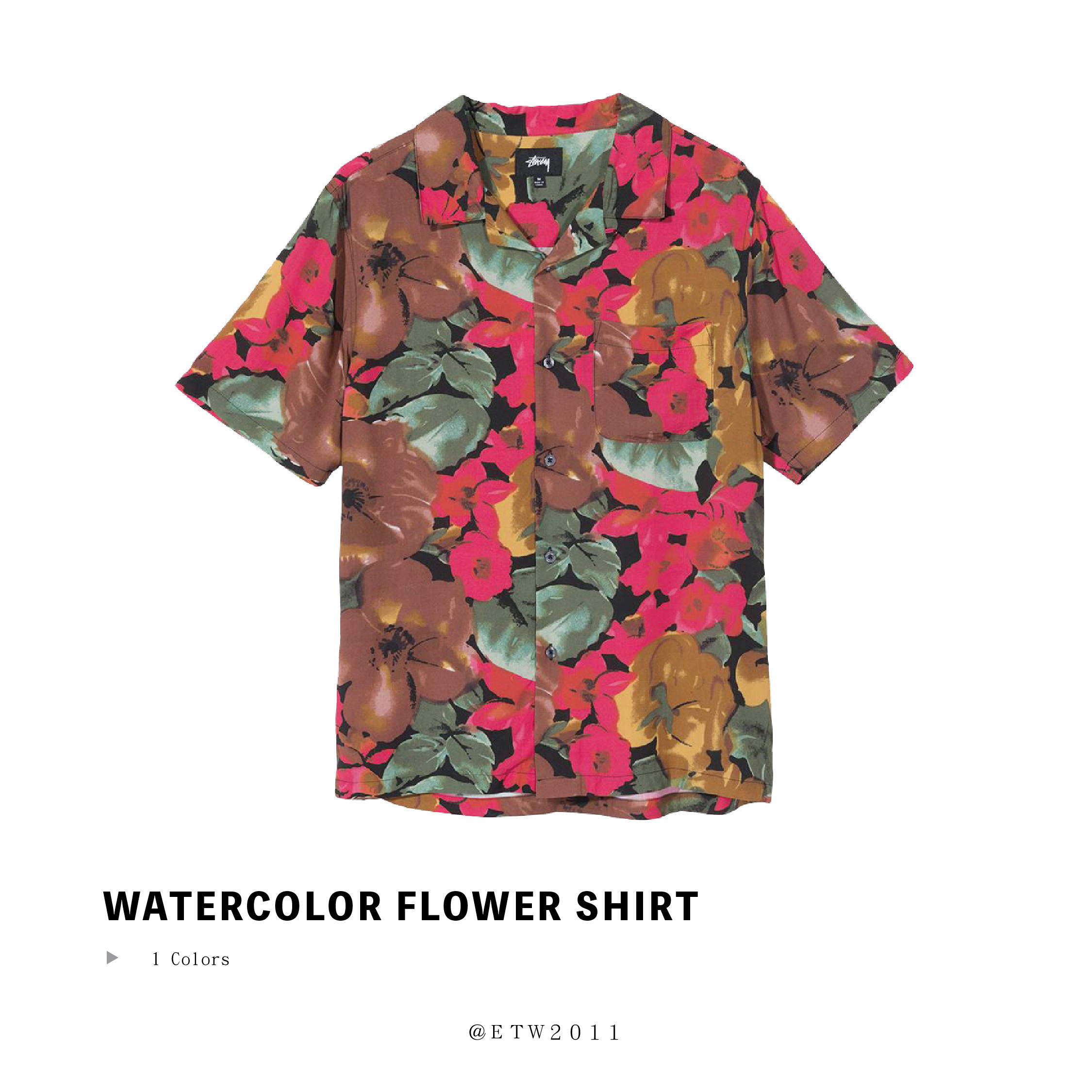 ☆ETW☆【EASY TO WEAR】STUSSY WATERCOLOR FLOWER SHIRT 花襯衫 襯衫 短袖 現貨
