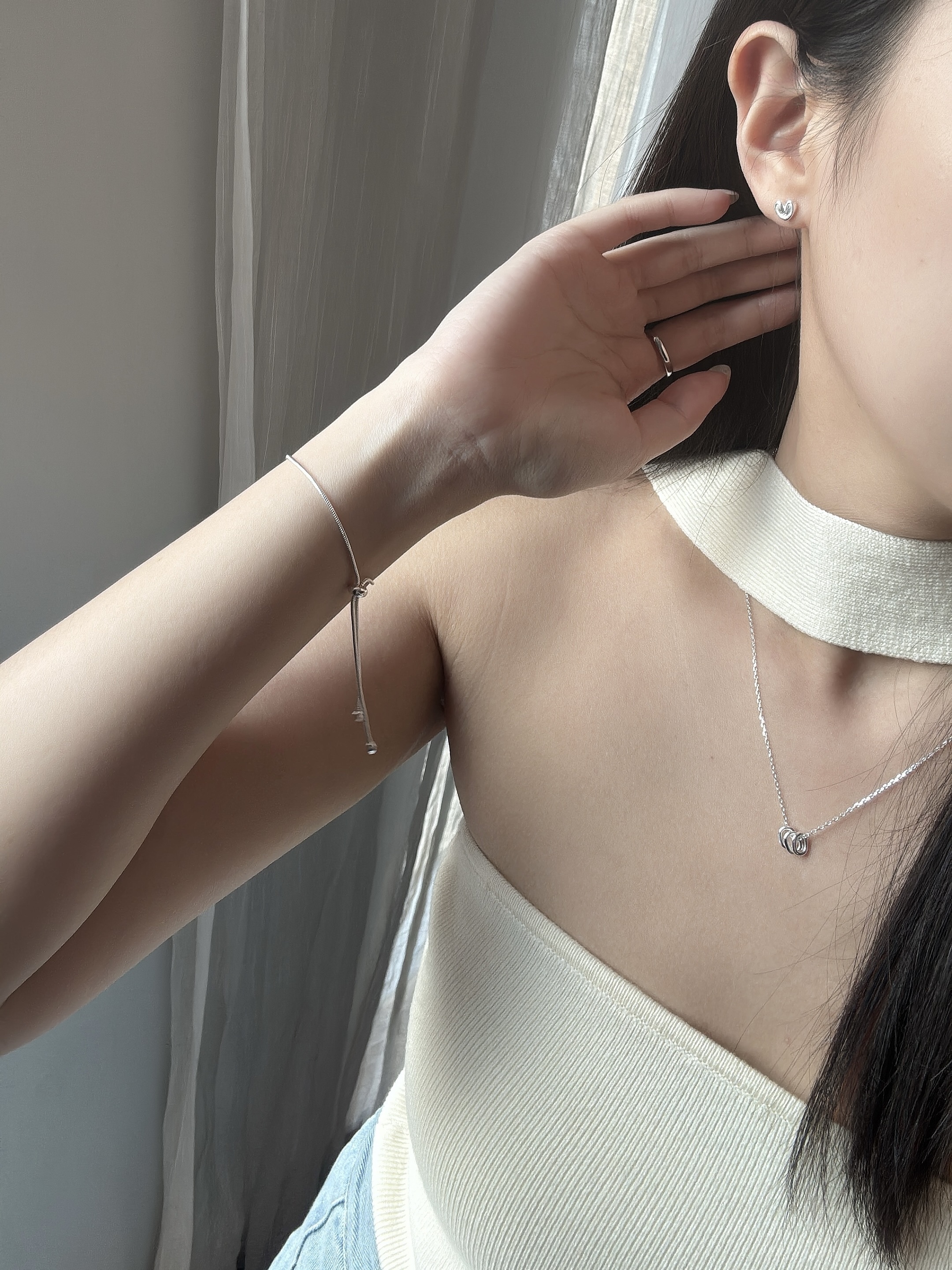 L29 三格圓圈項鍊-925純銀