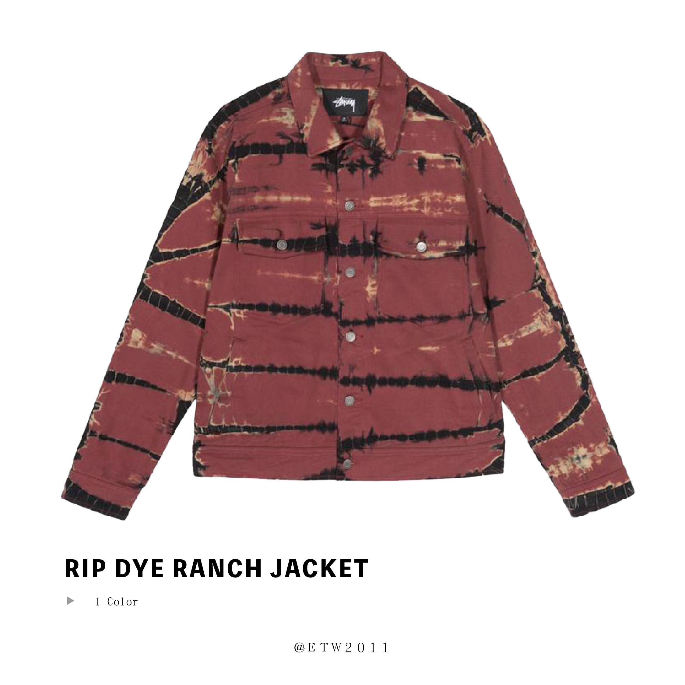 ☆ETW☆【EASY TO WEAR】Stussy Rip Dye Ranch Jacket 渲染 斜紋布 外套 現貨