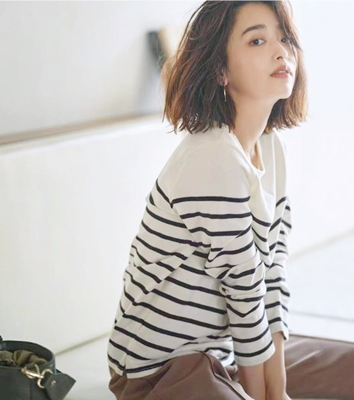 大圓領條紋柔棉上衣 四色