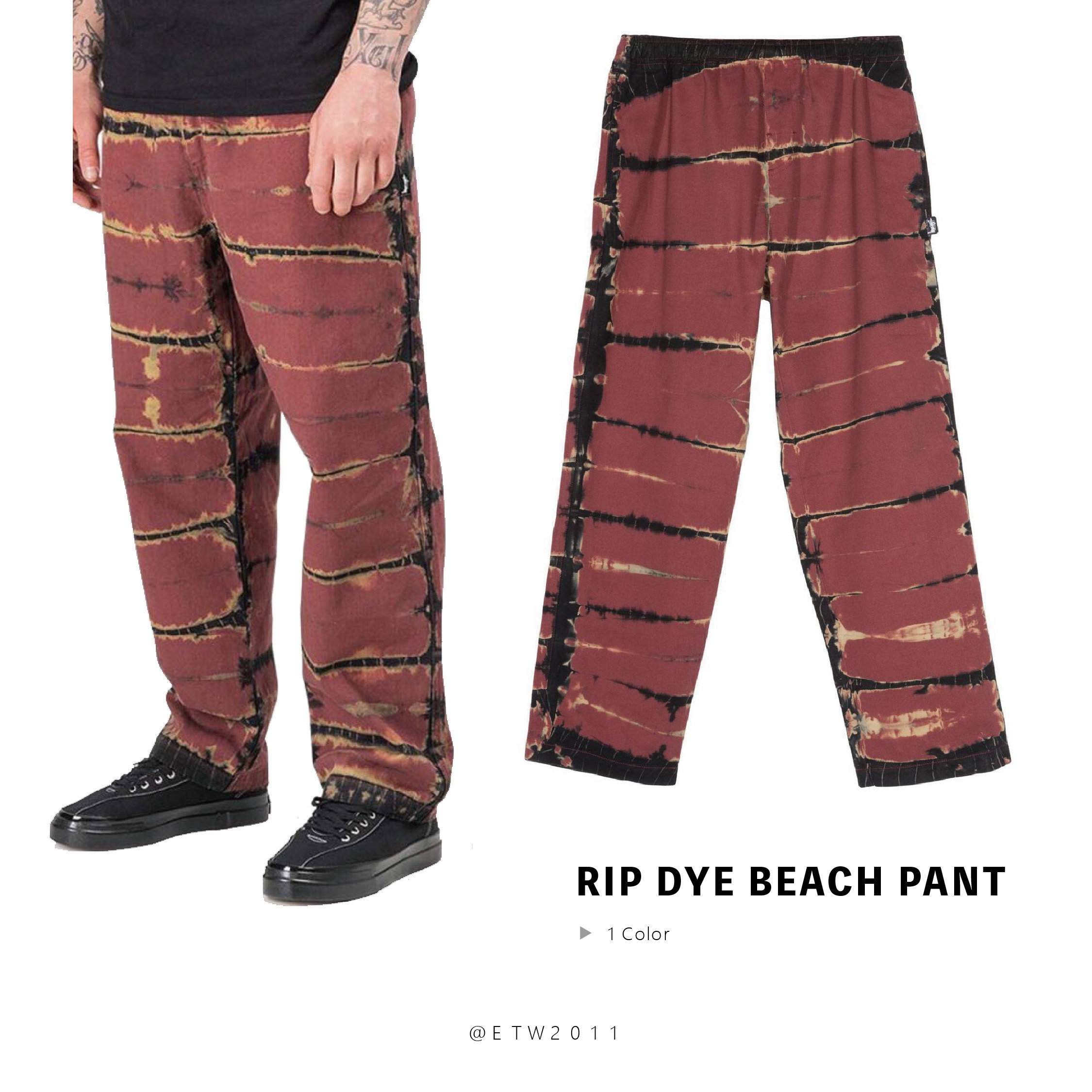 ☆ETW☆【EASY TO WEAR】STUSSY RIP DYE BEACH PANT 渲染 工作 長褲 工作褲