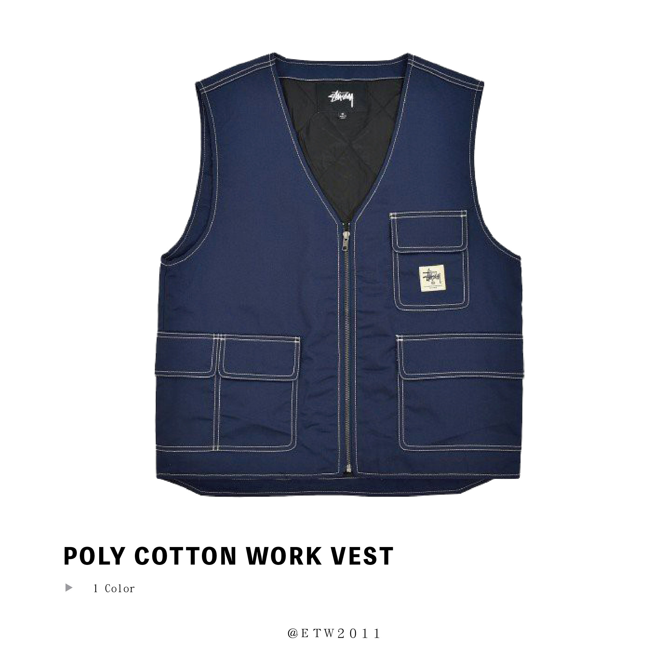 ☆ETW☆【EASY TO WEAR】Stussy Poly Cotton Work Vest 牛仔藍 背心 工作背心 現貨