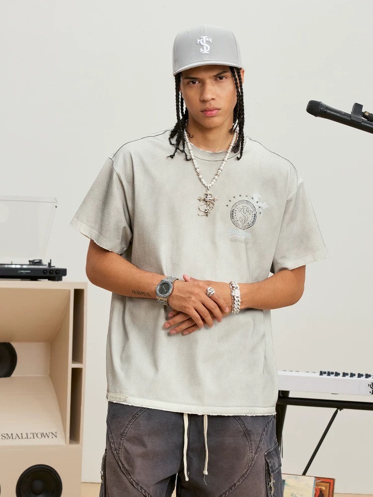 STK SmallTownKid 十字髒洗 重工短袖 T恤