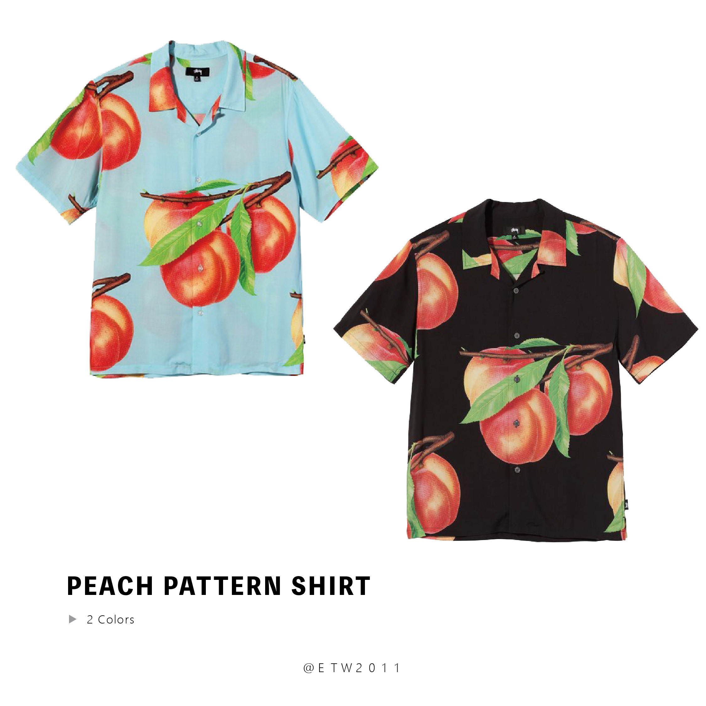 ☆ETW☆【EASY TO WEAR】STUSSY PEACH PATTERN SHIRT 水蜜桃襯衫 短袖襯衫 花襯衫 水果 襯衫 現貨