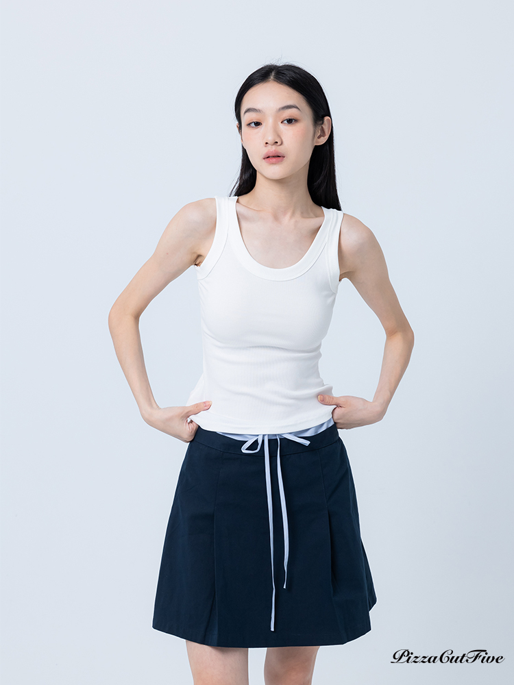 [SALE]拼色A字短裙(內有安全褲) PizzaCutFive PCF252491023