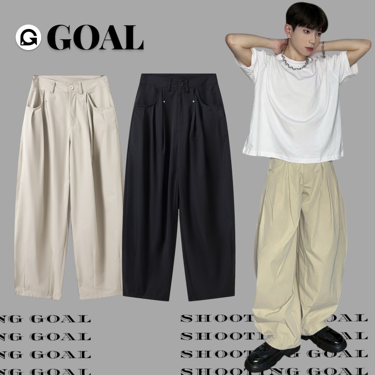 (GOAL) ERHU 93266 剪裁落地西裝褲