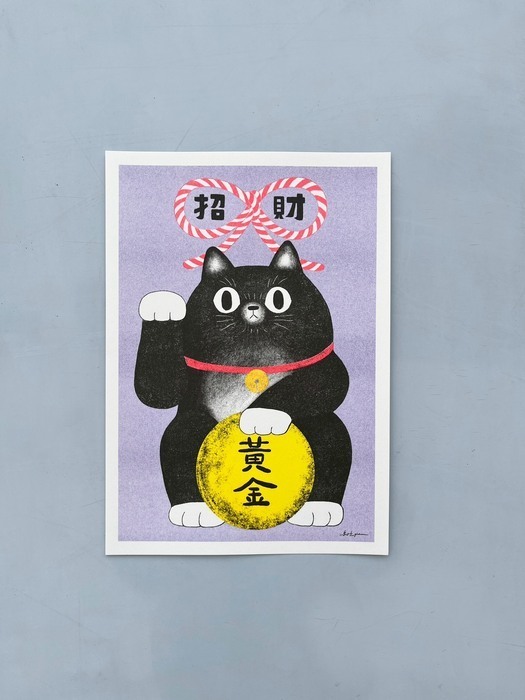 鳥控 bird cone｜A4海報｜招財貓｜黃金｜紫