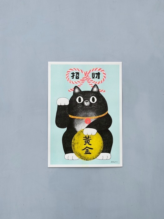 鳥控 bird cone｜A3海報｜招財貓｜黃金｜綠