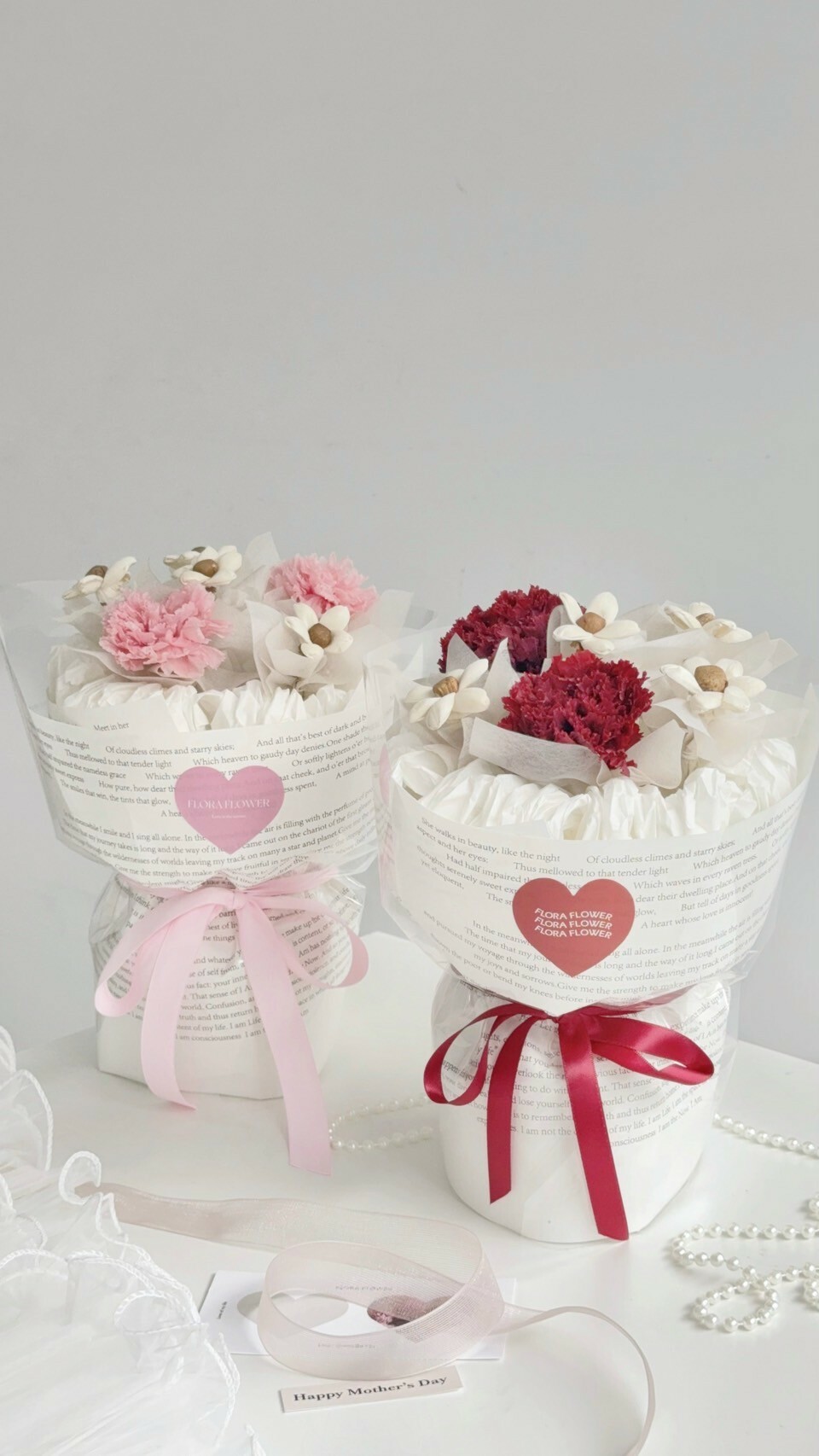 永生康乃馨泡泡花束－抱抱小棉襖 (2款)