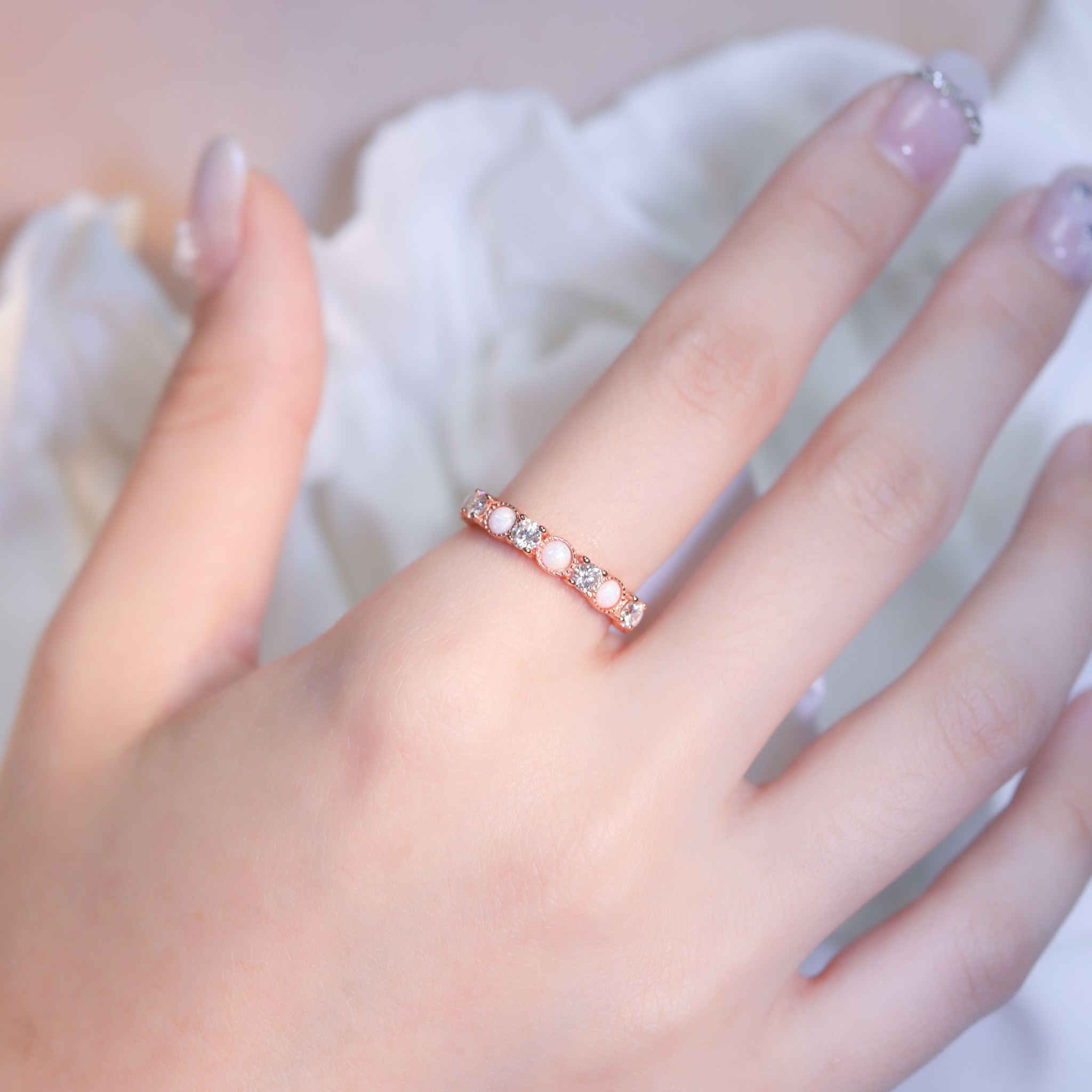 | 925純銀・厚鍍玫瑰金 | 希臘花園戒指  | RI0825 |