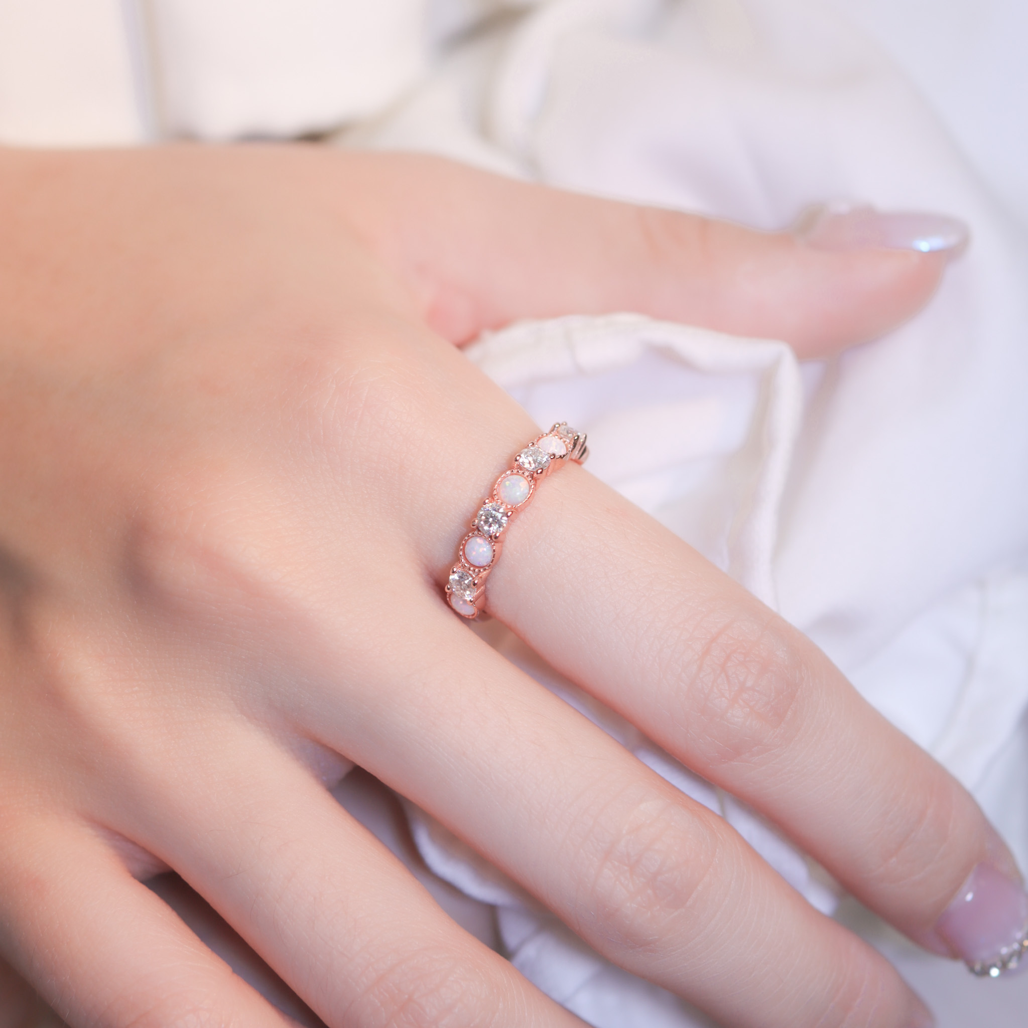 | 925純銀・厚鍍玫瑰金 | 希臘花園戒指  | RI0825 |