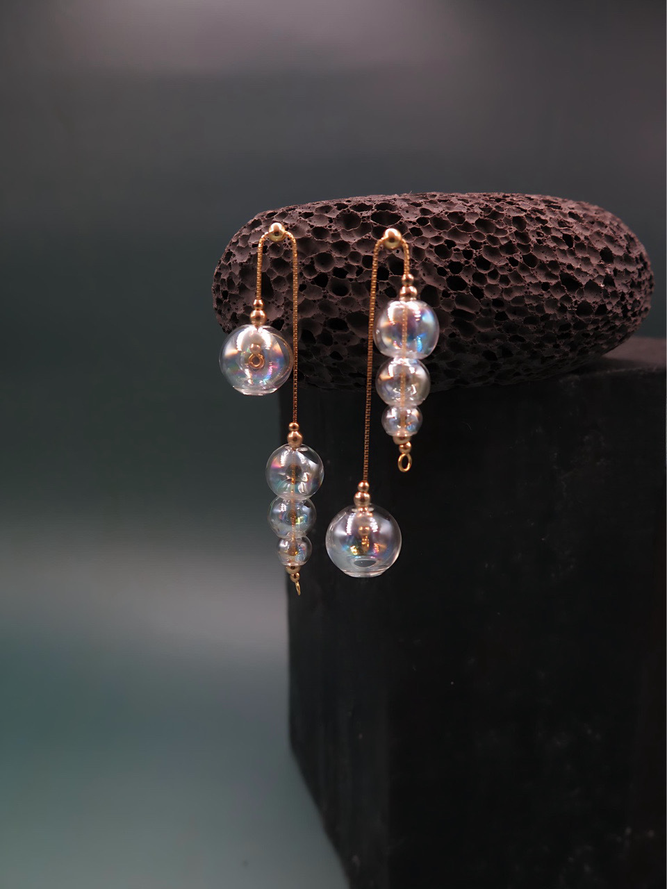 COLE COOL 原創氣泡海洋系列玻璃耳環耳夾 透明玻璃耳環