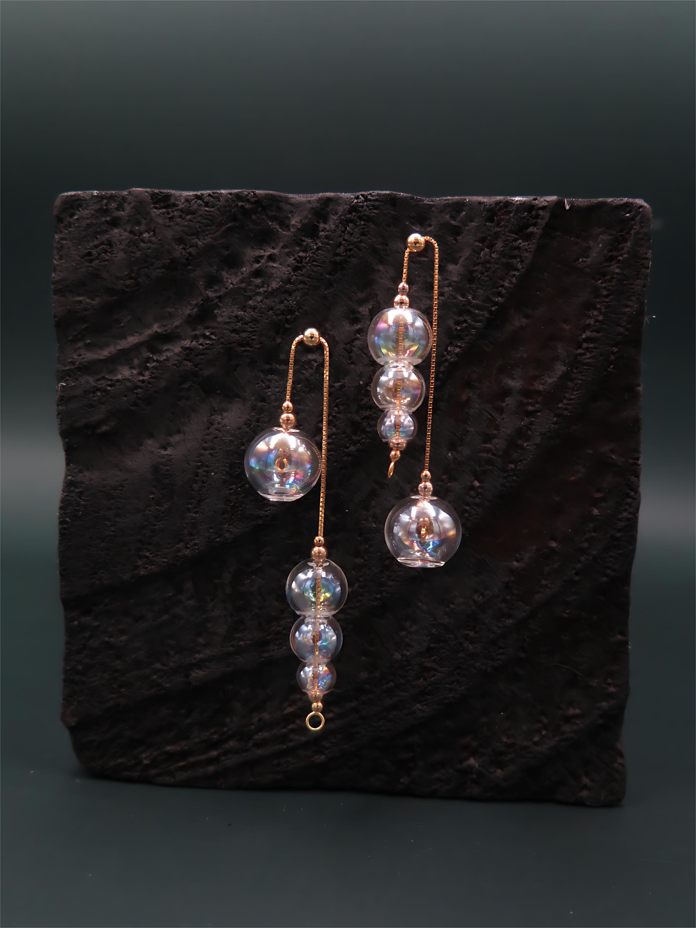 COLE COOL 原創氣泡海洋系列玻璃耳環耳夾 透明玻璃耳環