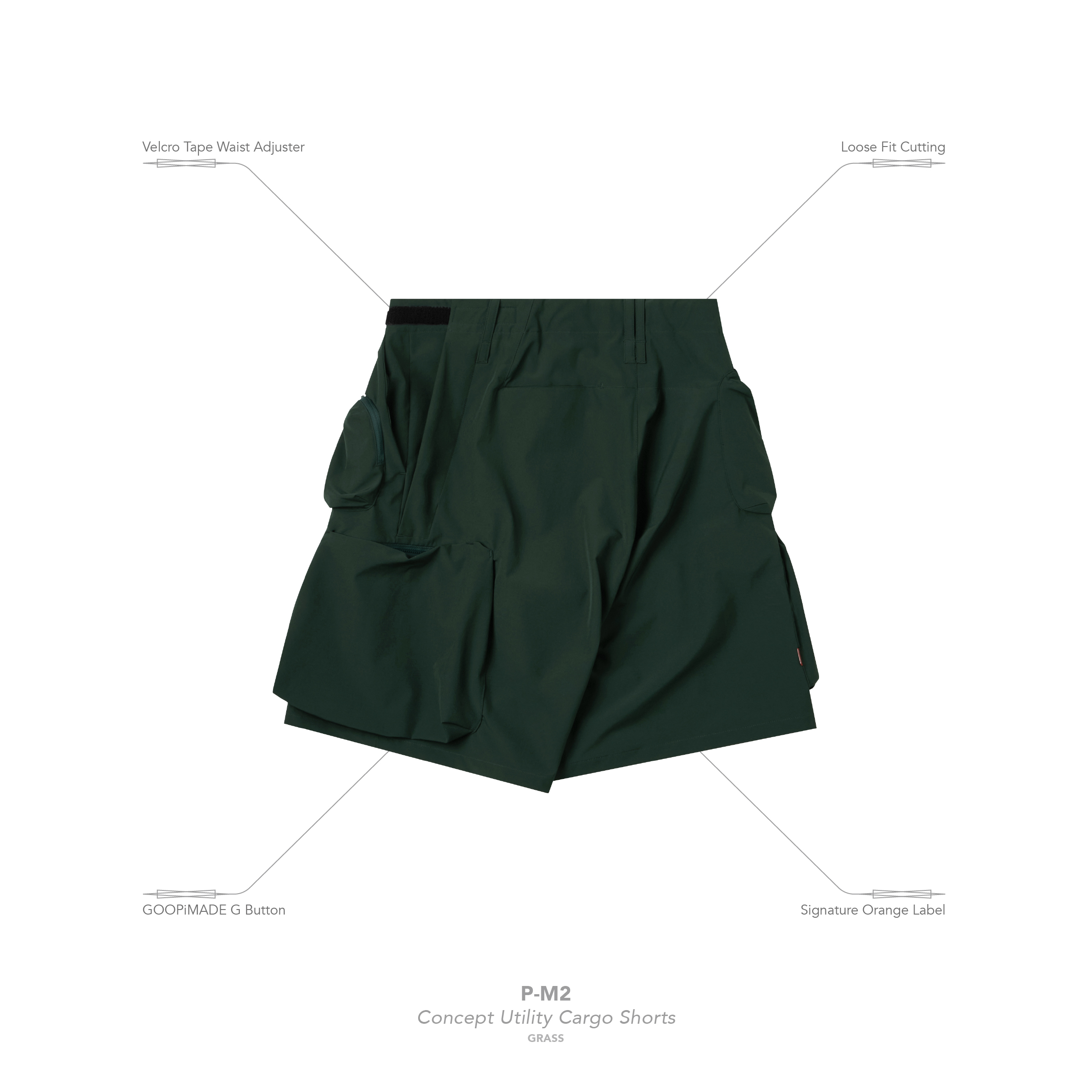 P-M2” Concept Utility Cargo Shorts - Grass P-M2” Concept Utility Cargo Shorts - Grass