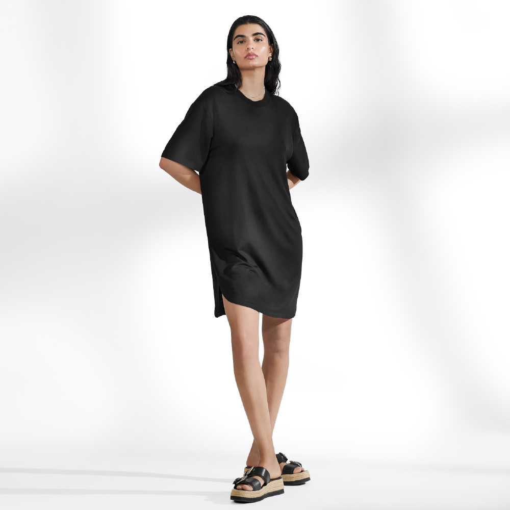 T-shirt Dress soft fiber 漫步柔光洋裝 - 黑