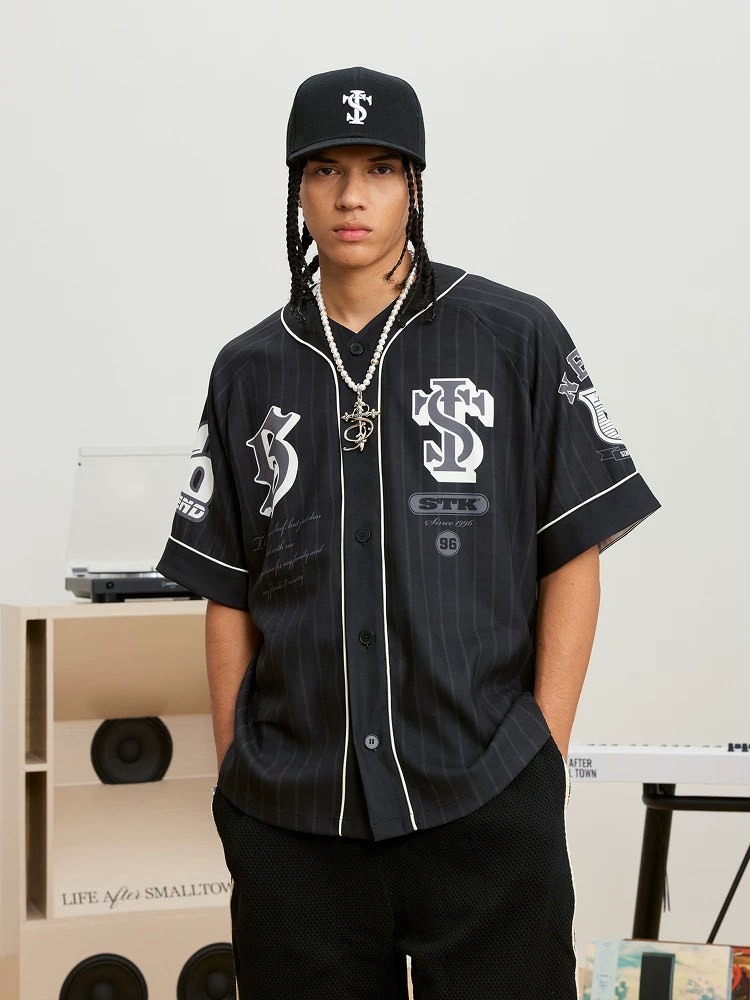 STK SmallTownKid 棒球條紋 短袖襯衫