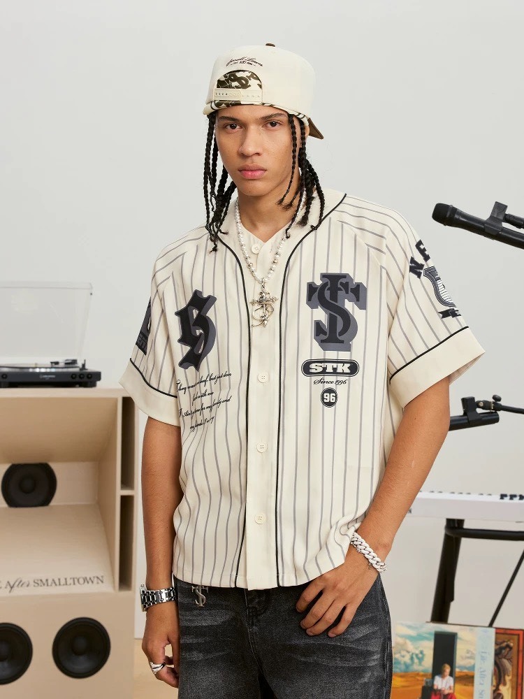 STK SmallTownKid 棒球條紋 短袖襯衫