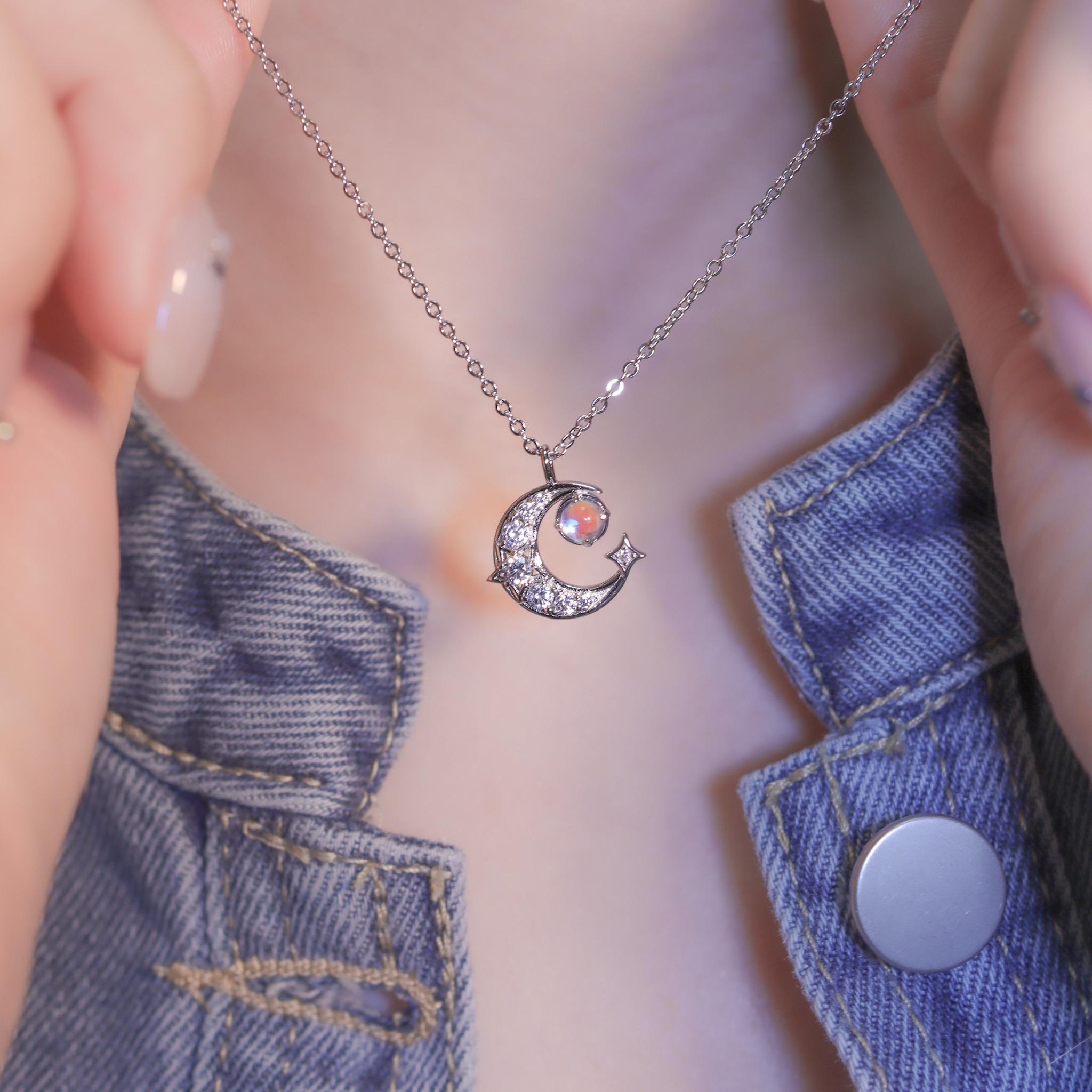 | 925純銀・厚鍍白金・ 琉璃 | 漫藍唯一的陪伴項鍊| NE1367 |