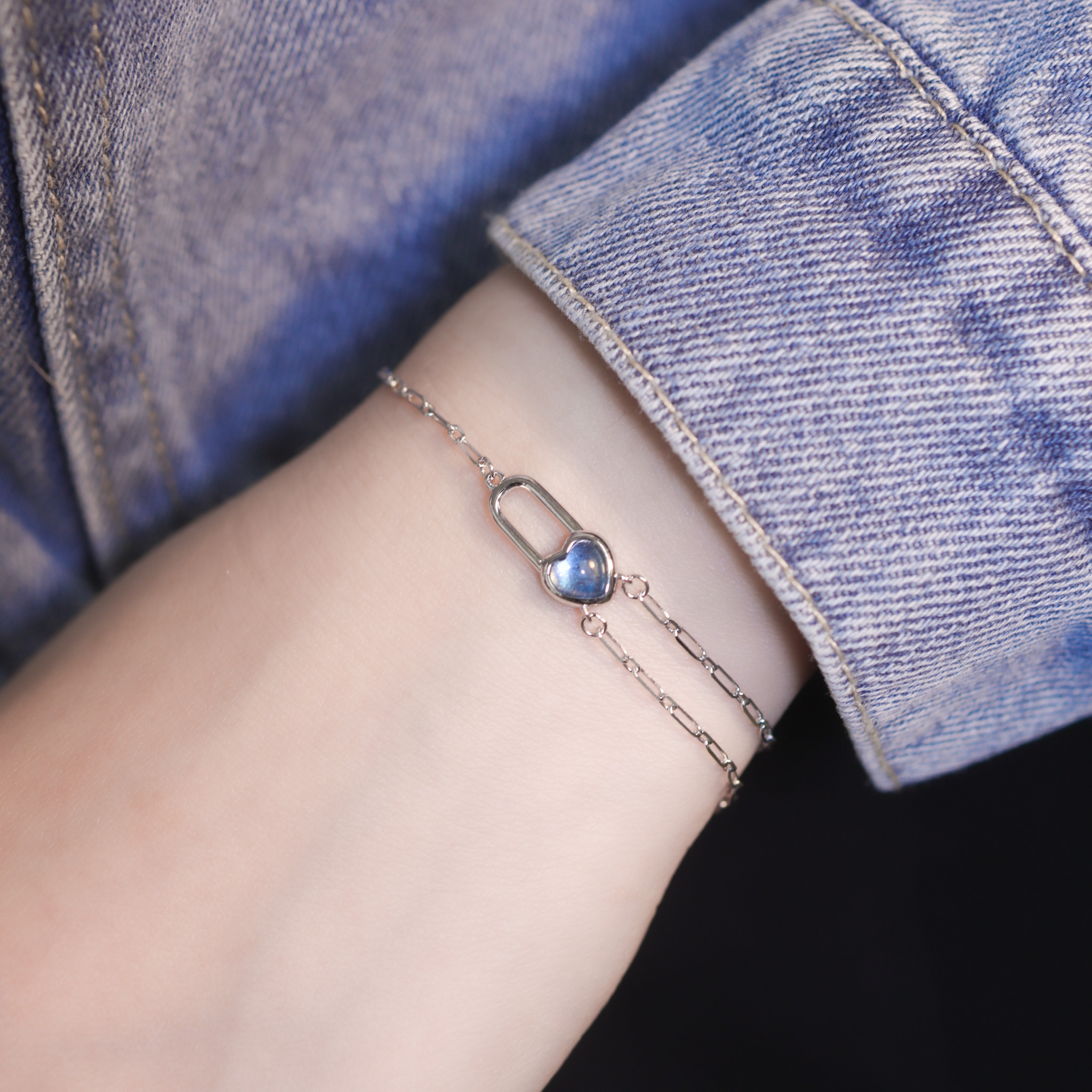 | 925純銀・厚鍍白金・琉璃  | 為你定心手鏈 | BR1304 |