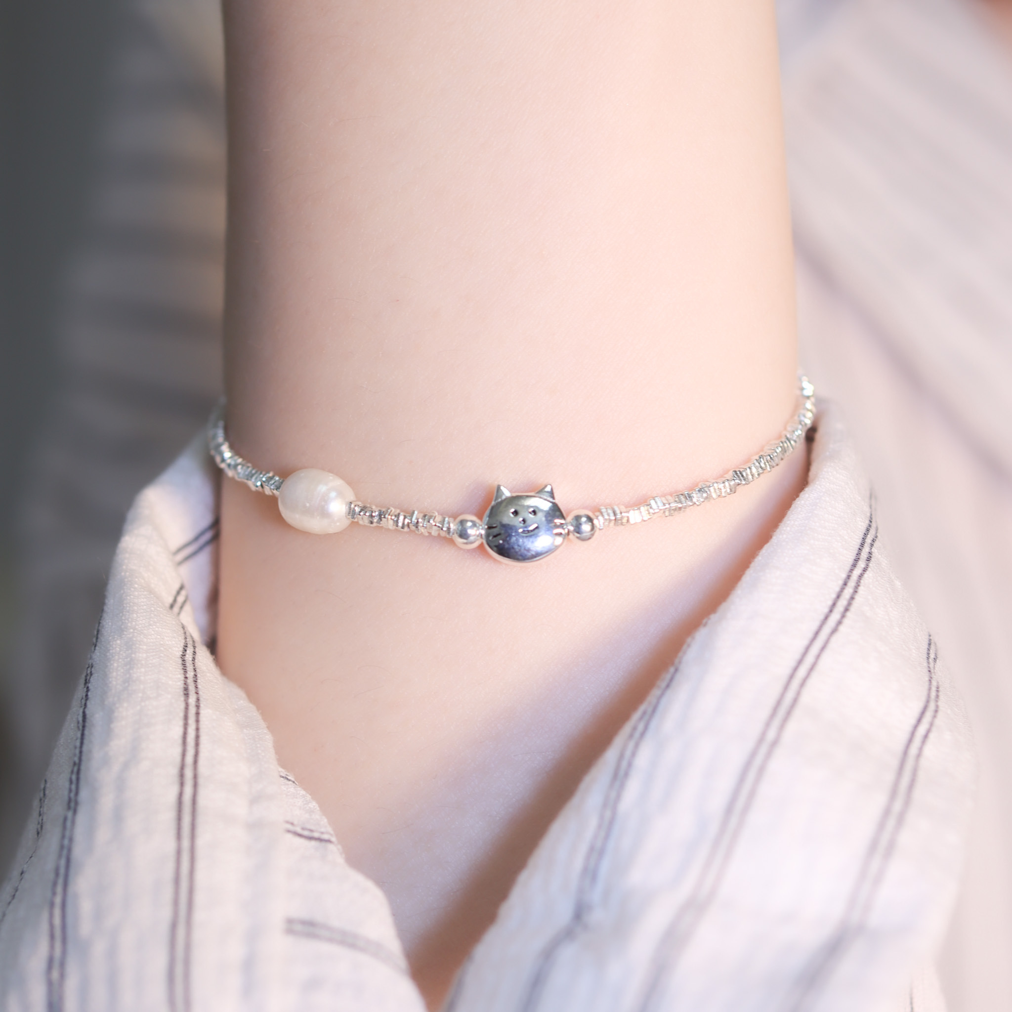 | 925純銀・ 珍珠 | 珍貴喵趣手鏈 | BR1302 |
