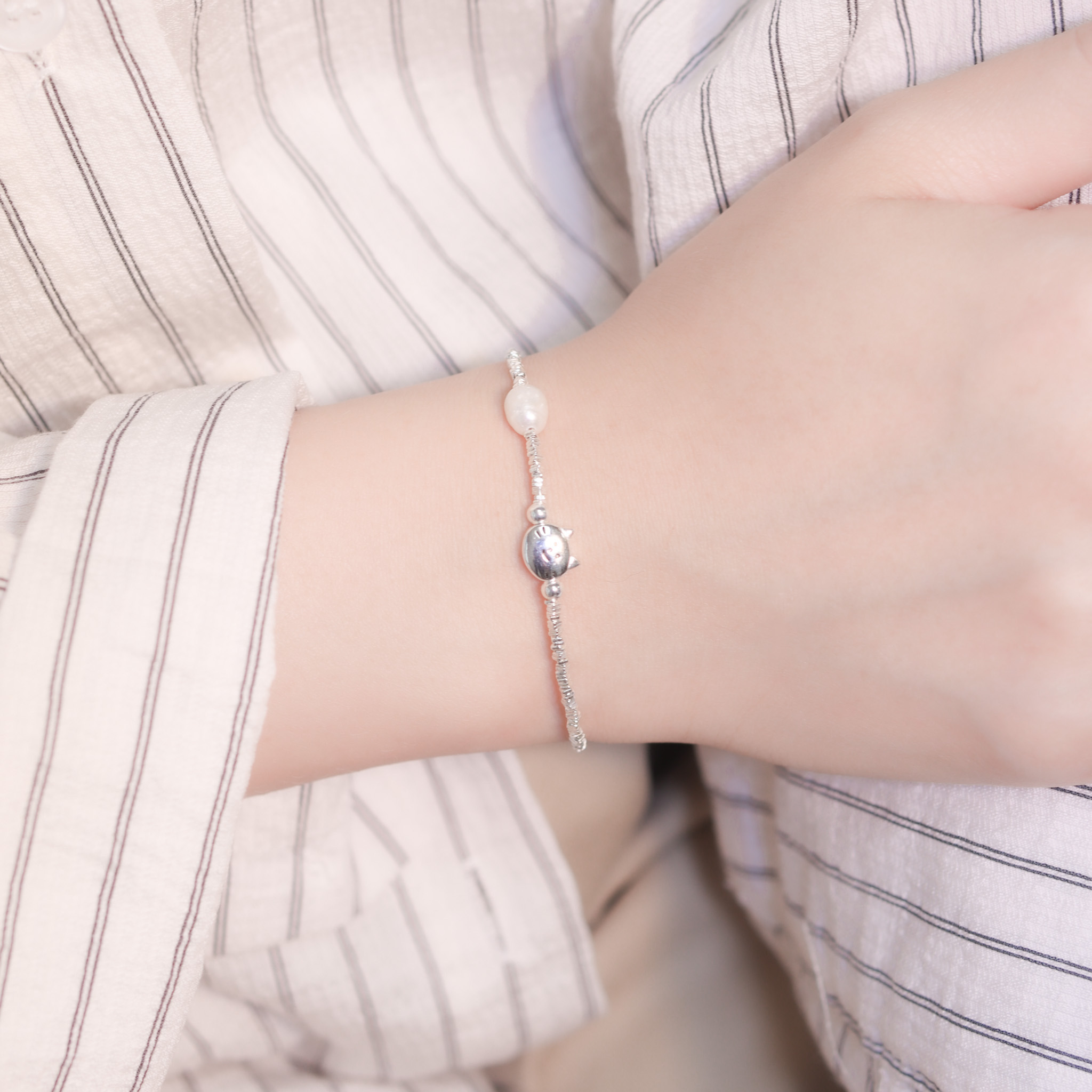 | 925純銀・ 珍珠 | 珍貴喵趣手鏈 | BR1302 |