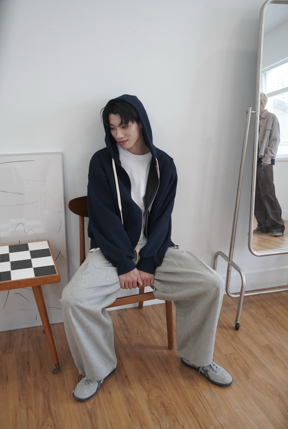 拉鍊連帽外套 藍